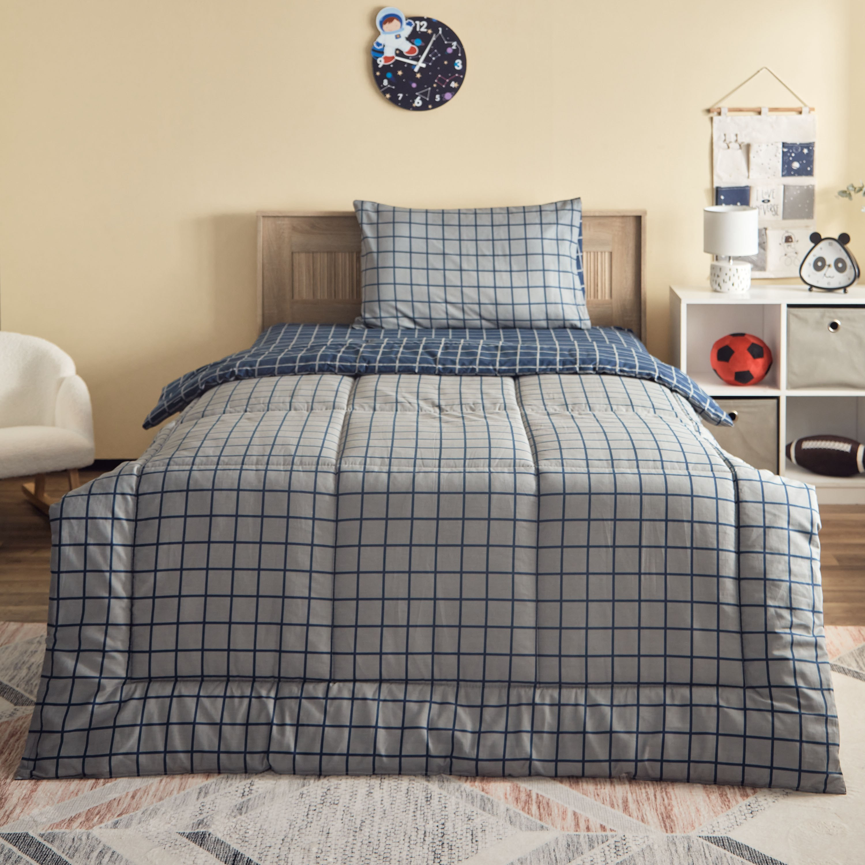 Harry Check Kapas 2-Piece Twin Cotton Comforter Set - 160x220 cm-hbxhomeware-hbxkidsandyouth-image-3