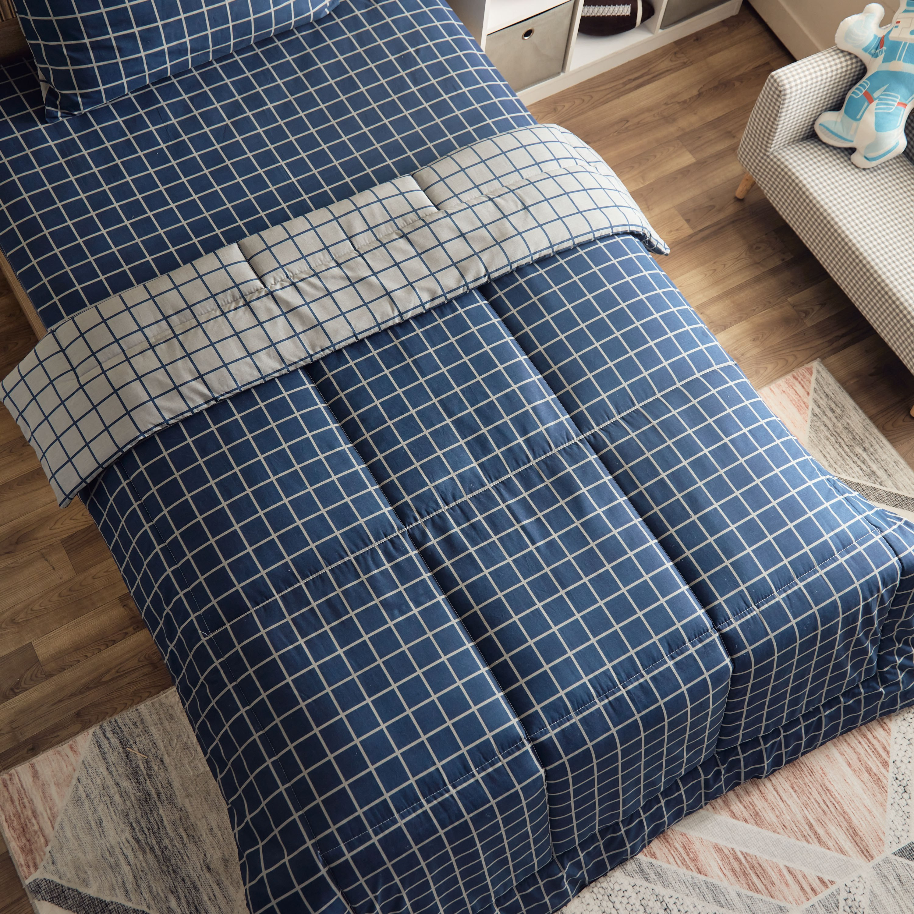 Harry Check Kapas 2-Piece Twin Cotton Comforter Set - 160x220 cm-hbxhomeware-hbxkidsandyouth-image-4