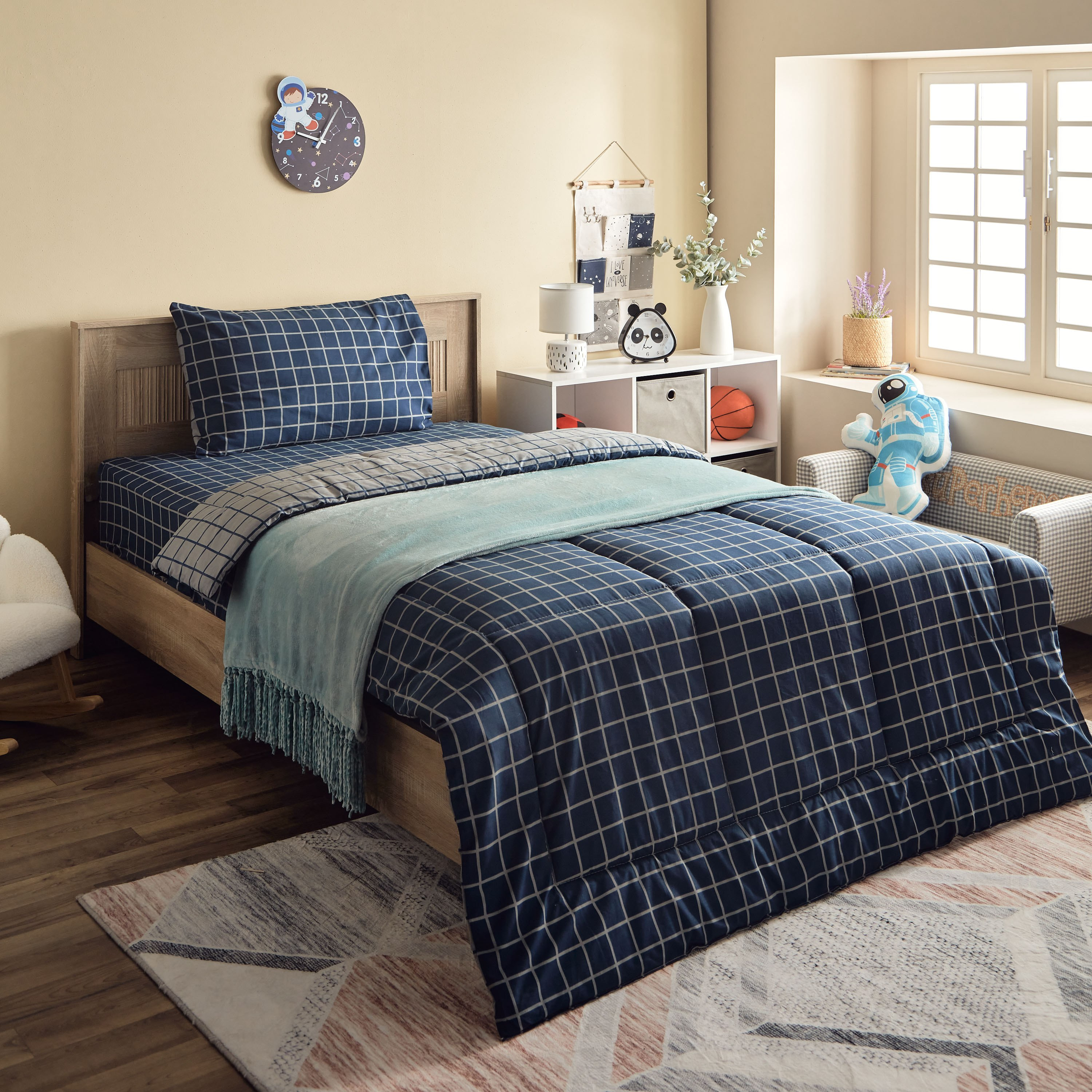Harry Check Kapas 2-Piece Twin Cotton Comforter Set - 160x220 cm-hbxhomeware-hbxkidsandyouth-image-8
