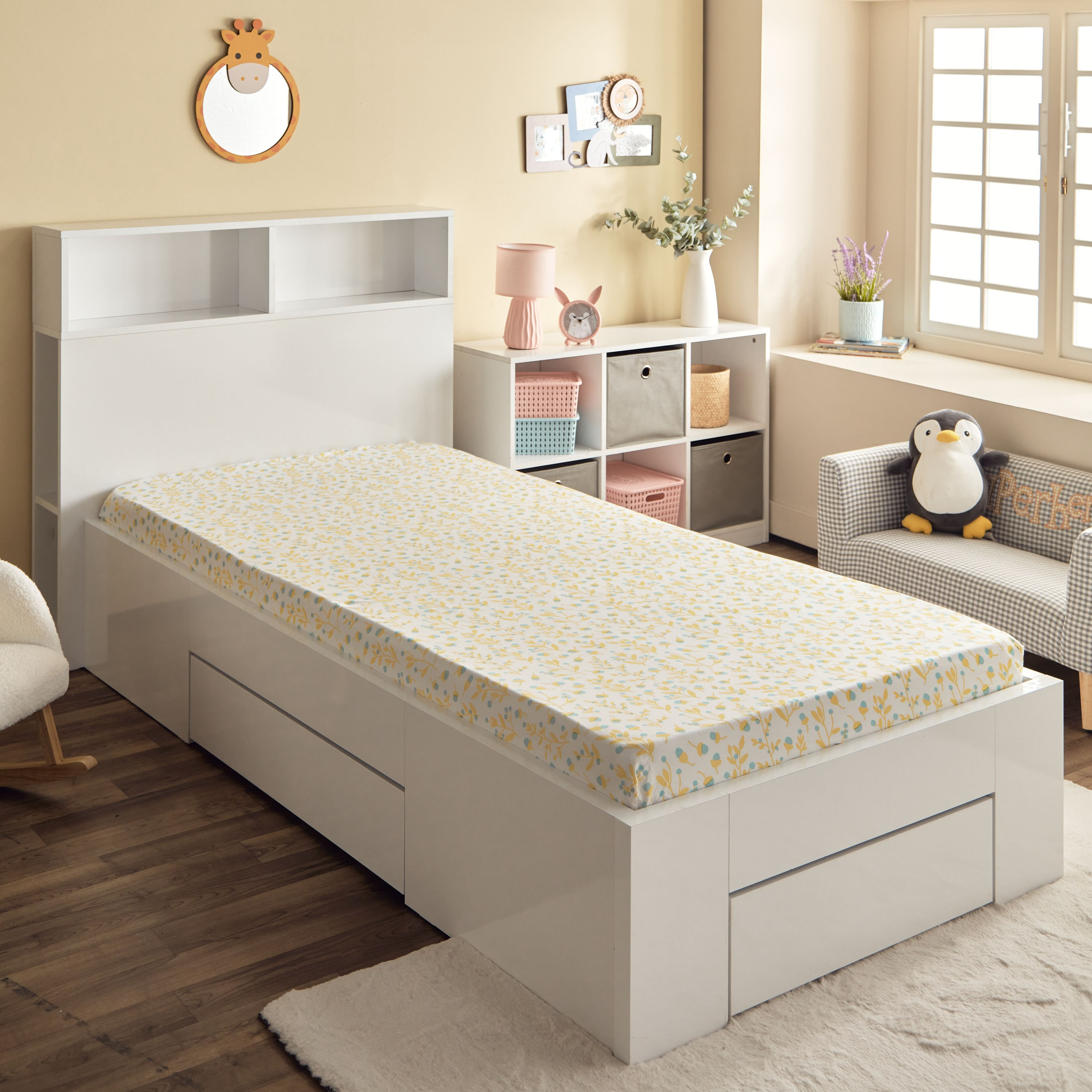 شرشف سرير فردي قطن بلوم كاباس 144 خيط من هرميون - 90x200+25 سم-hbxhomeware-hbxkidsandyouth-image-1