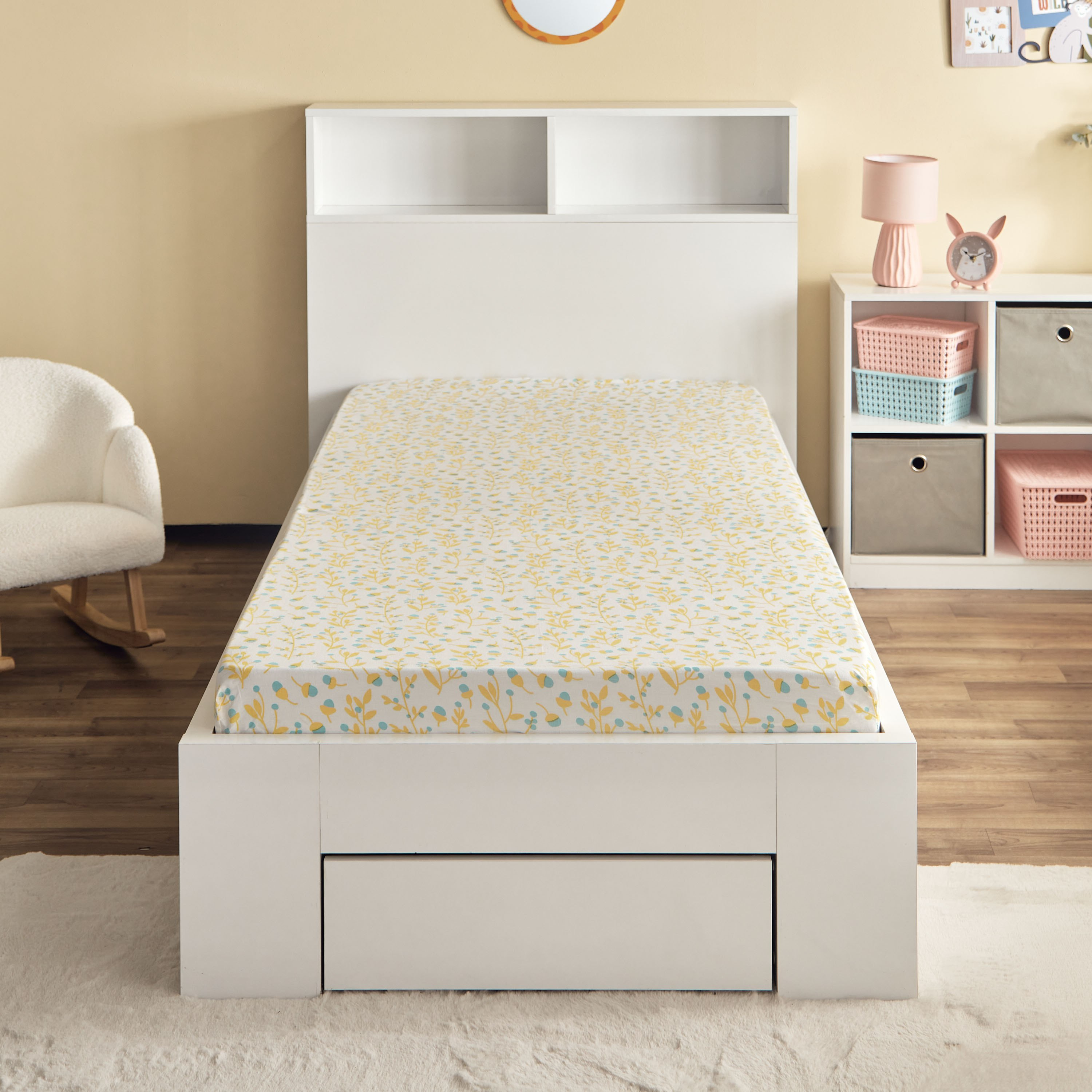 شرشف سرير فردي قطن بلوم كاباس 144 خيط من هرميون - 90x200+25 سم-hbxhomeware-hbxkidsandyouth-image-2