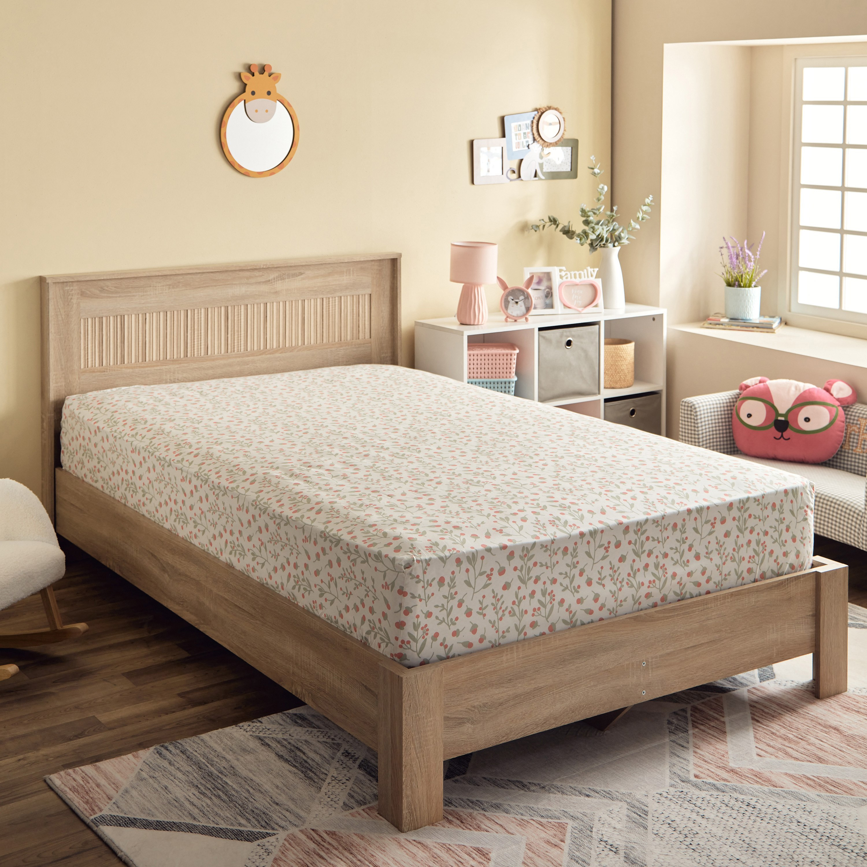 Hermione Chrsy Kapas 144 TC Cotton Twin Fitted Sheet - 120x200+25 cm-hbxhomeware-hbxkidsandyouth-image-1