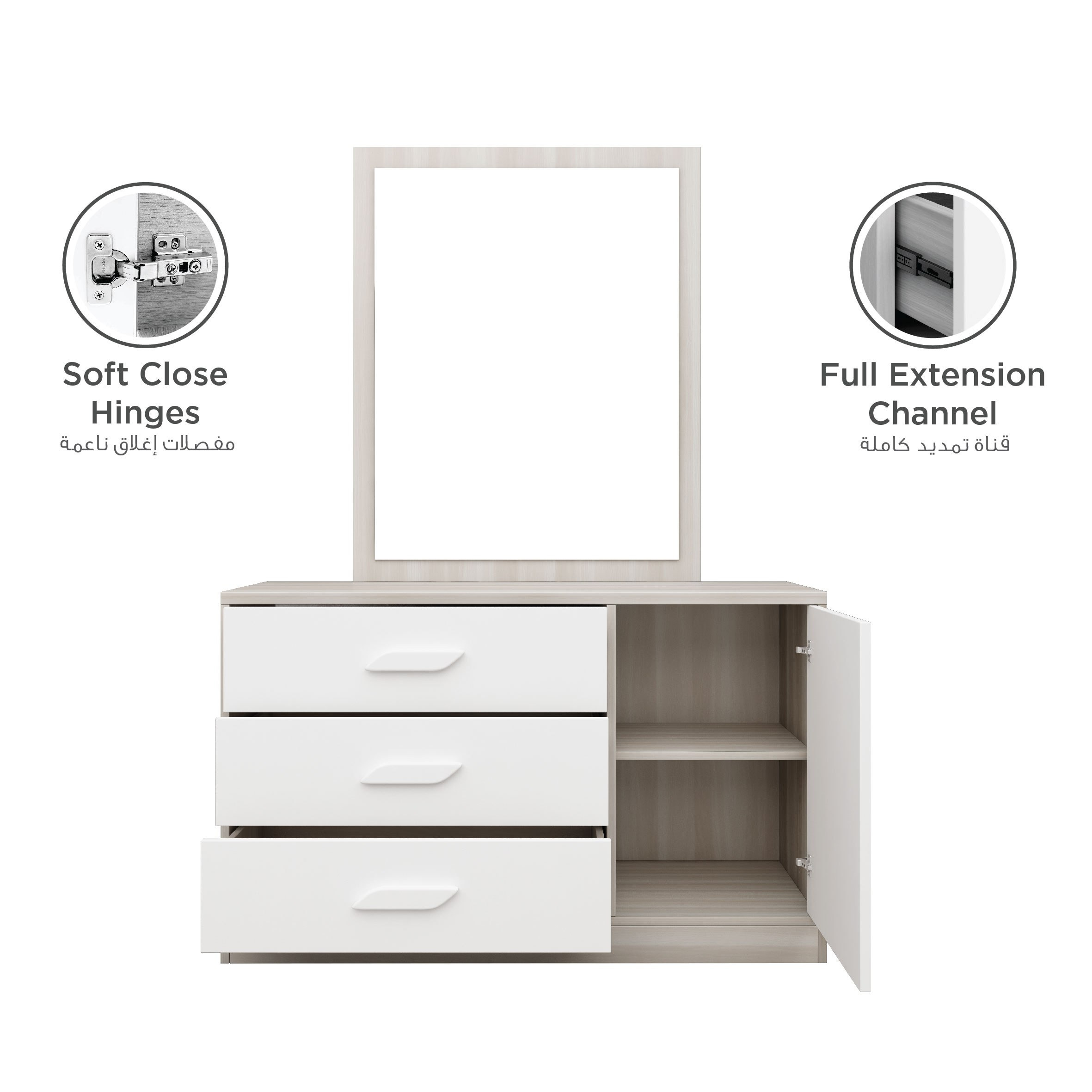 طقم غرفة نوم كينج 5 قطع من نيوبورت - 180x200 سم-hbxbedroom-bedsandbedsets-bedroomsets-king-image-17
