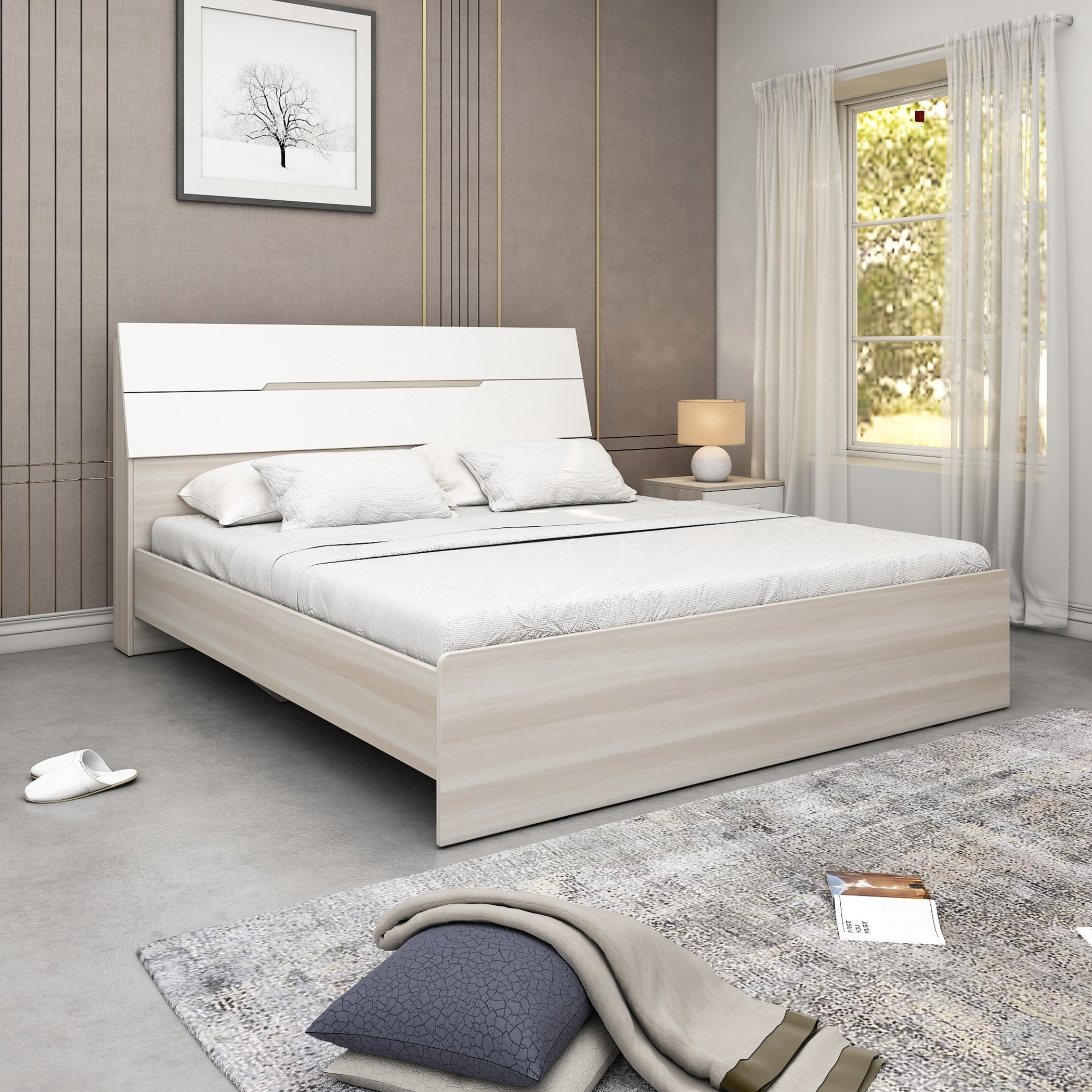 طقم غرفة نوم كينج 5 قطع من نيوبورت - 180x200 سم-hbxbedroom-bedsandbedsets-bedroomsets-king-image-3