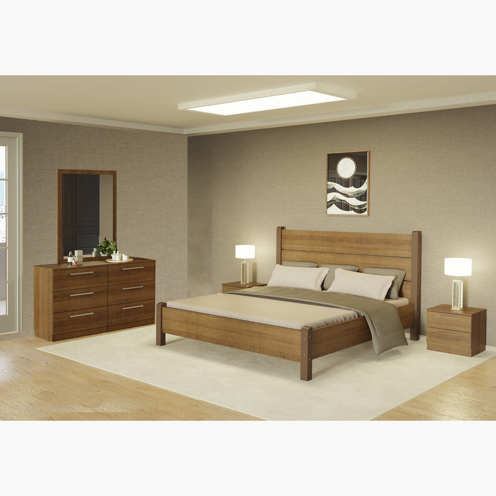 طقم غرفة نوم كينج 5 قطع من فيجو - 180x200 سم-hbxbedroom-bedsandbedsets-bedroomsets-king-image-1