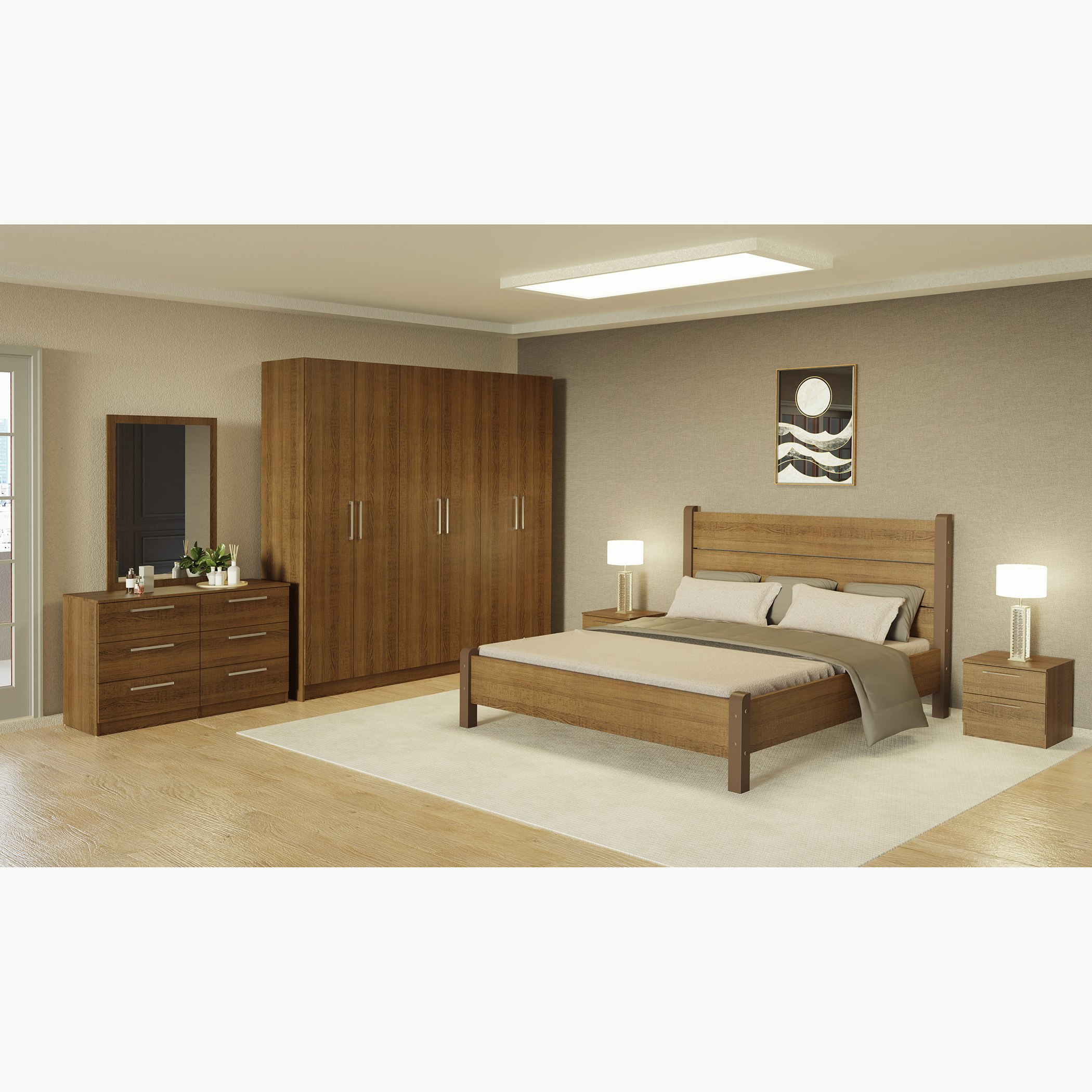 طقم غرفة نوم كينج 5 قطع من فيجو - 180x200 سم-hbxbedroom-bedsandbedsets-bedroomsets-king-image-19