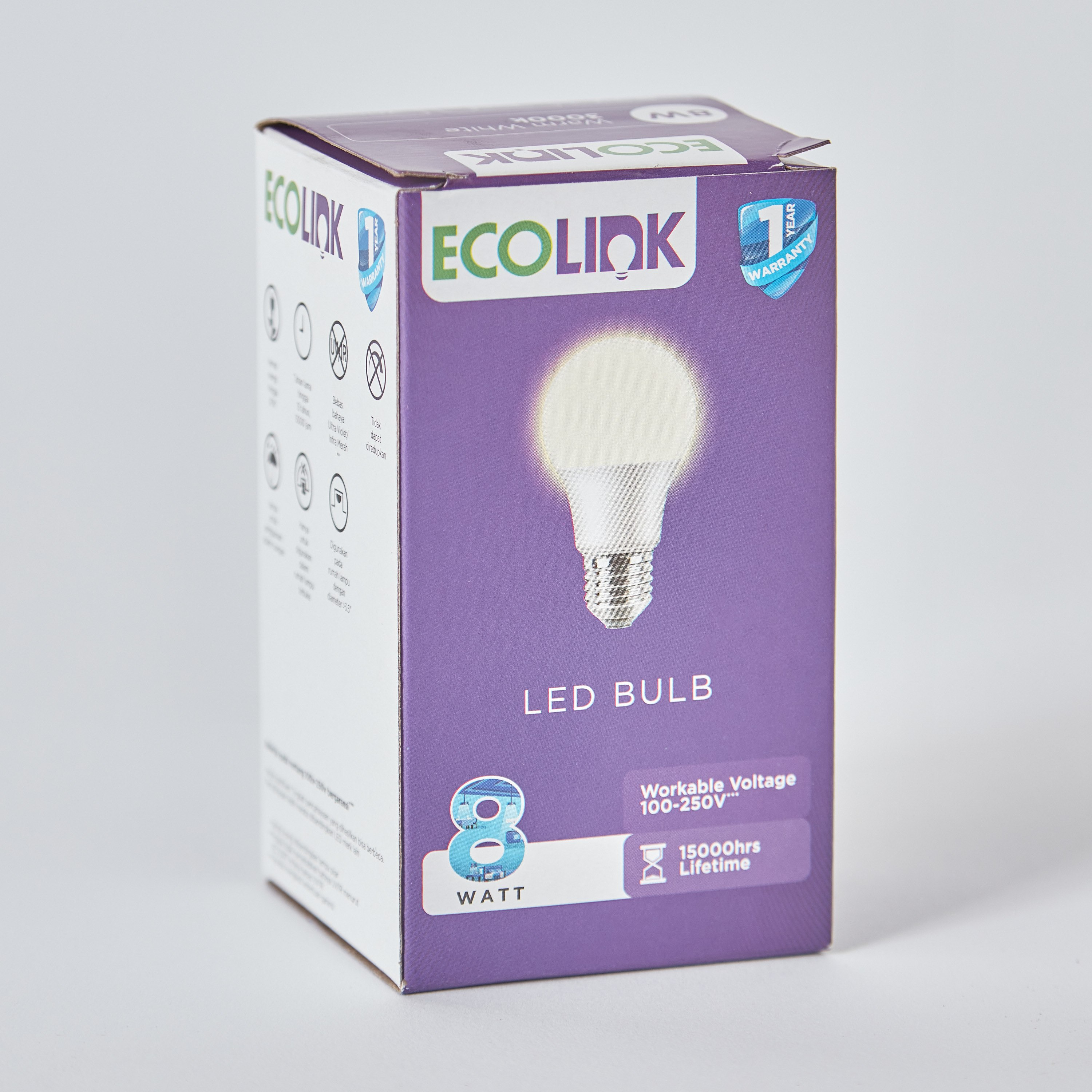 لمبة إل إي 27 8 واط E27 أبيض دافئ من إيكولينك-hbxbedroom-lighting-lightingaccessories-image-3