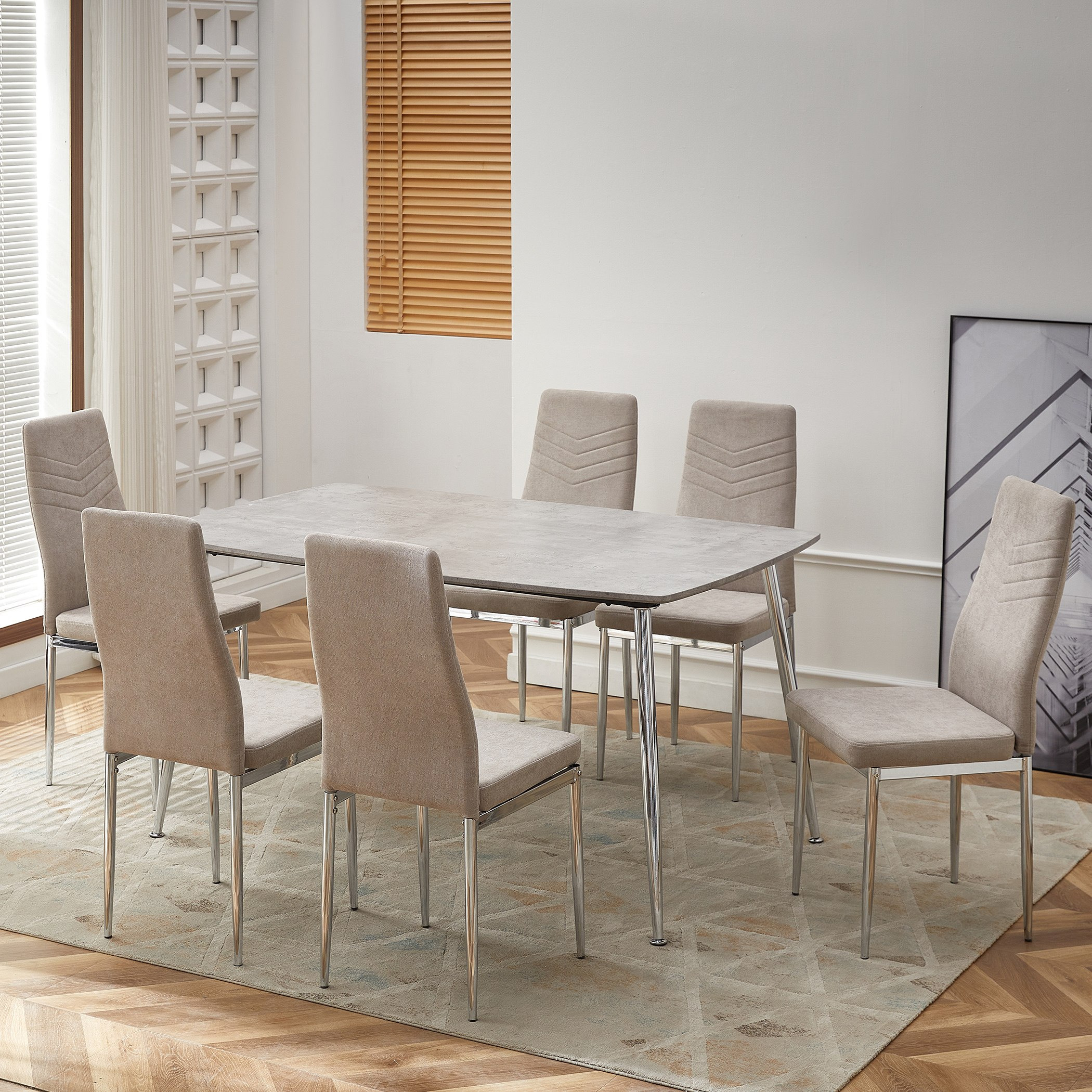طقم سفرة 6 مقاعد من باتارا-hbxfurniture-diningtablesandsets-diningsets-sixseater-image-1