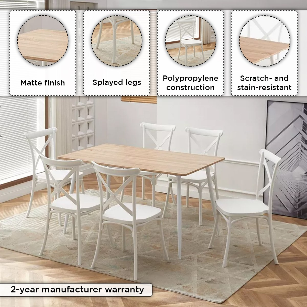 طقم سفرة 6 مقاعد من كالدر-hbxfurniture-diningtablesandsets-diningsets-sixseater-image-4