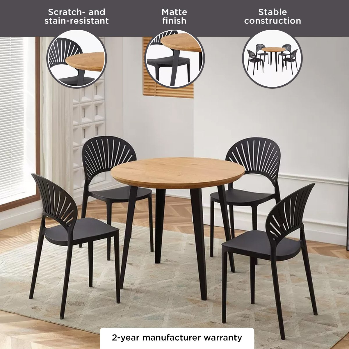 طقم سفرة مستدير 4 مقاعد من أوربان صن شاين-hbxdiningroom-diningtablesandsets-diningsets-fourseater-image-6