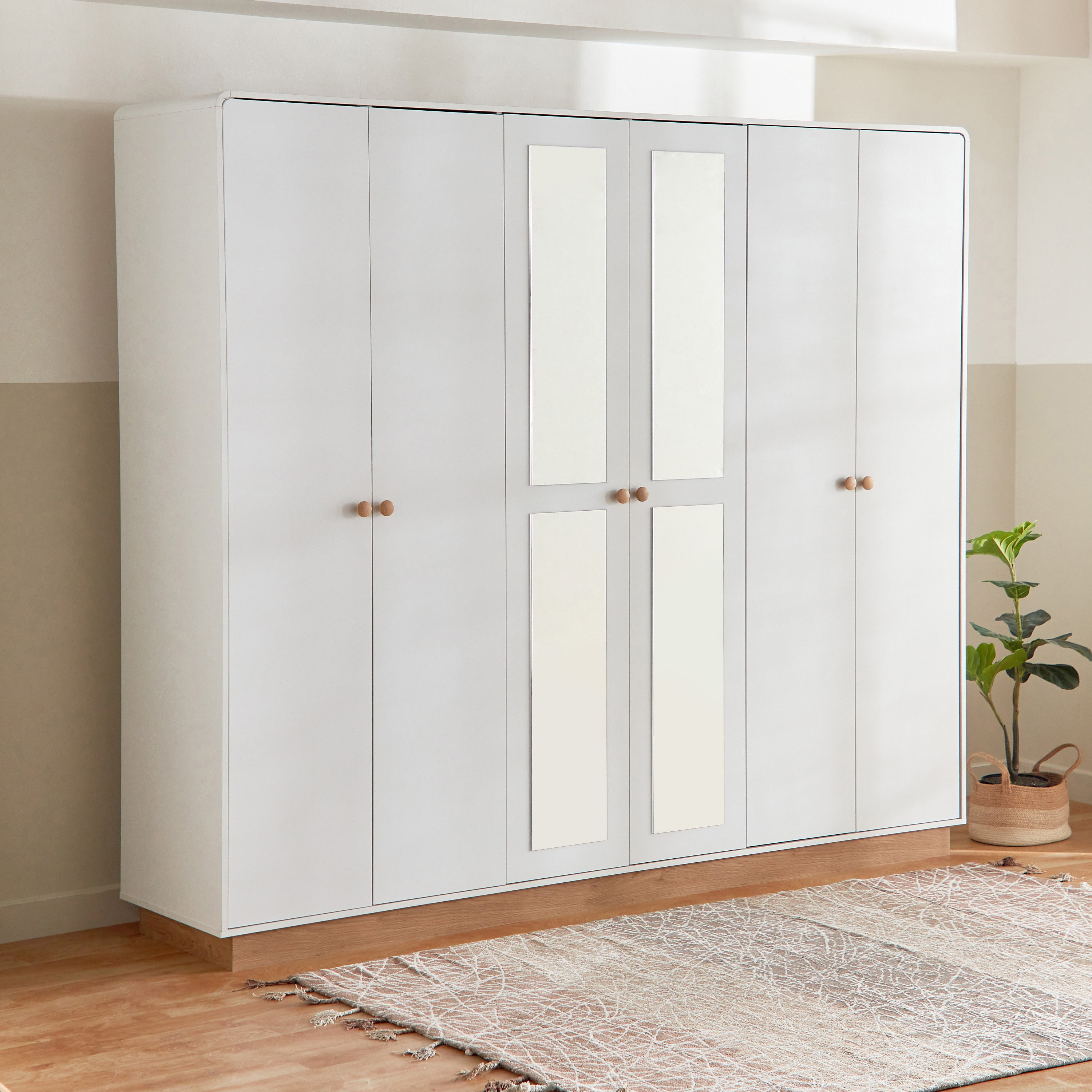 خزانة ملابس 6 أبواب بمرآة من لونار-hbxfurniture-wardrobes-image-1