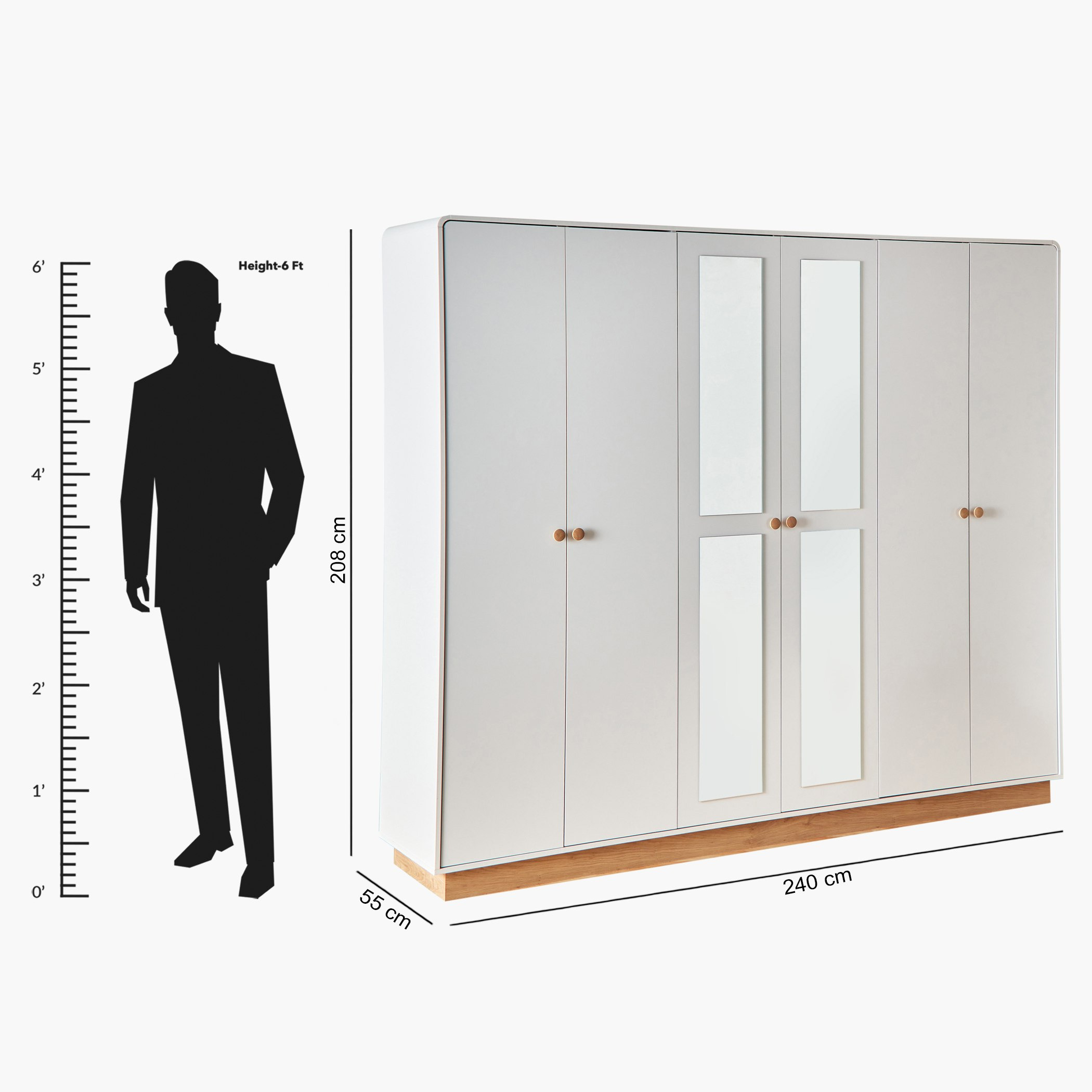 خزانة ملابس 6 أبواب بمرآة من لونار-hbxfurniture-wardrobes-image-13