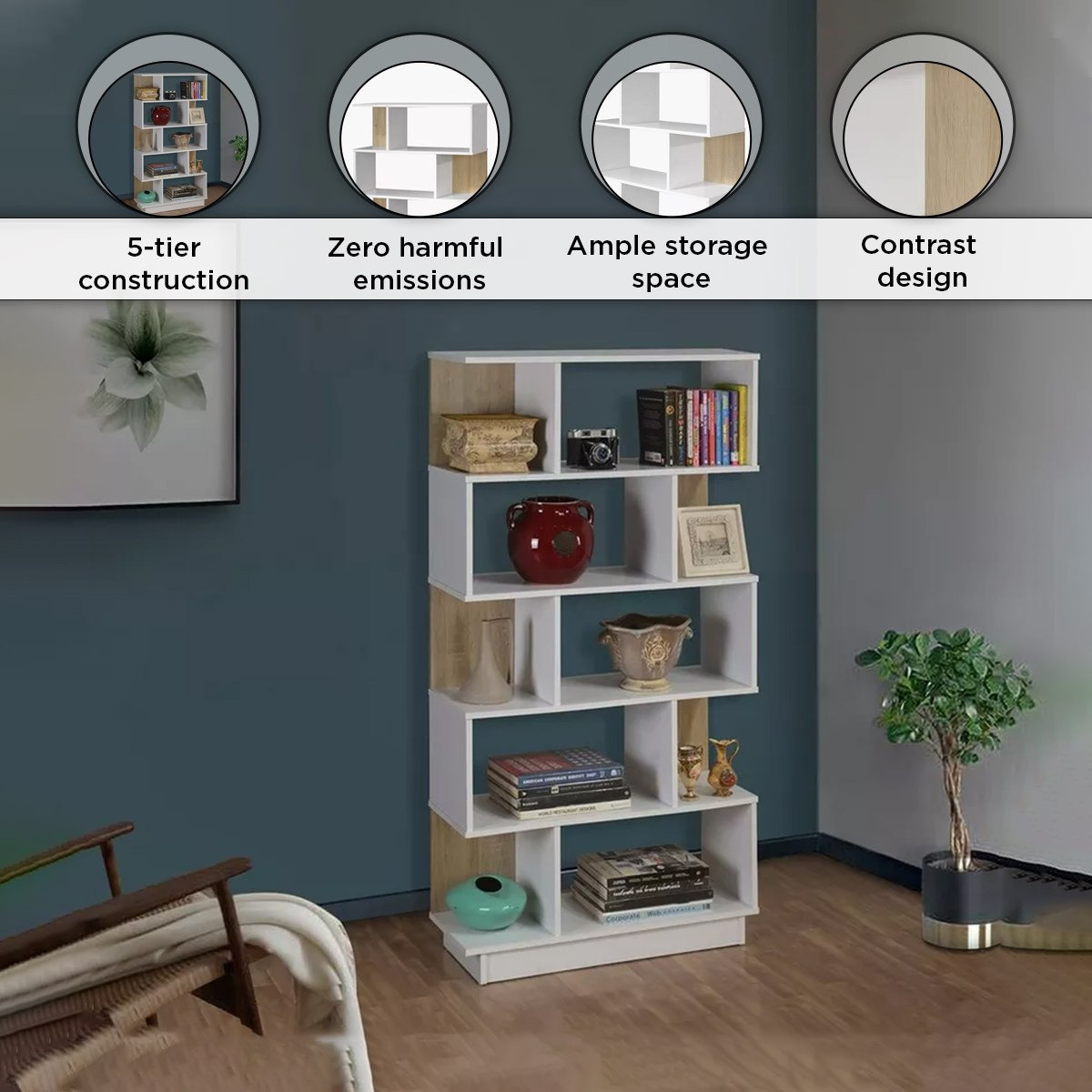 خزانة كتب 5 مستويات ليون من موڤو-hbxfurniture-office-bookcases-image-5