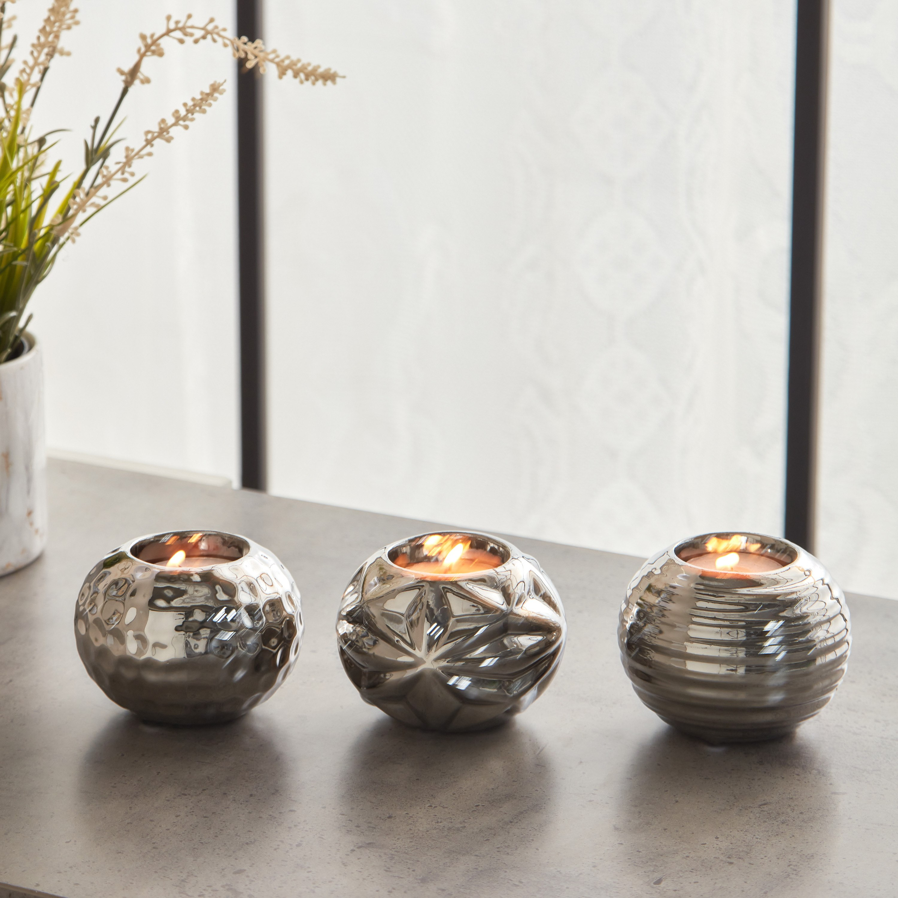 طقم حامل شموع سيراميك 3 قطع من كاسا - 9x9x7 سم-hbxlivingroom-decorandaccessories-candleholders-image-1