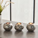 Casa 3-Piece Ceramic Tealight Candleholder Set - 9x9x7 cm-Candle Holders-thumbnailMobile-0