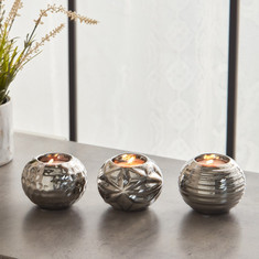 Casa 3-Piece Ceramic Tealight Candleholder Set - 9x9x7 cm
