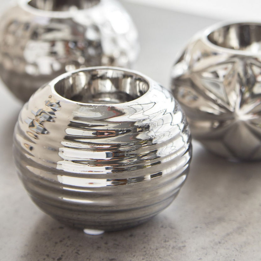 Casa 3-Piece Ceramic Tealight Candleholder Set - 9x9x7 cm-Candle Holders-image-3