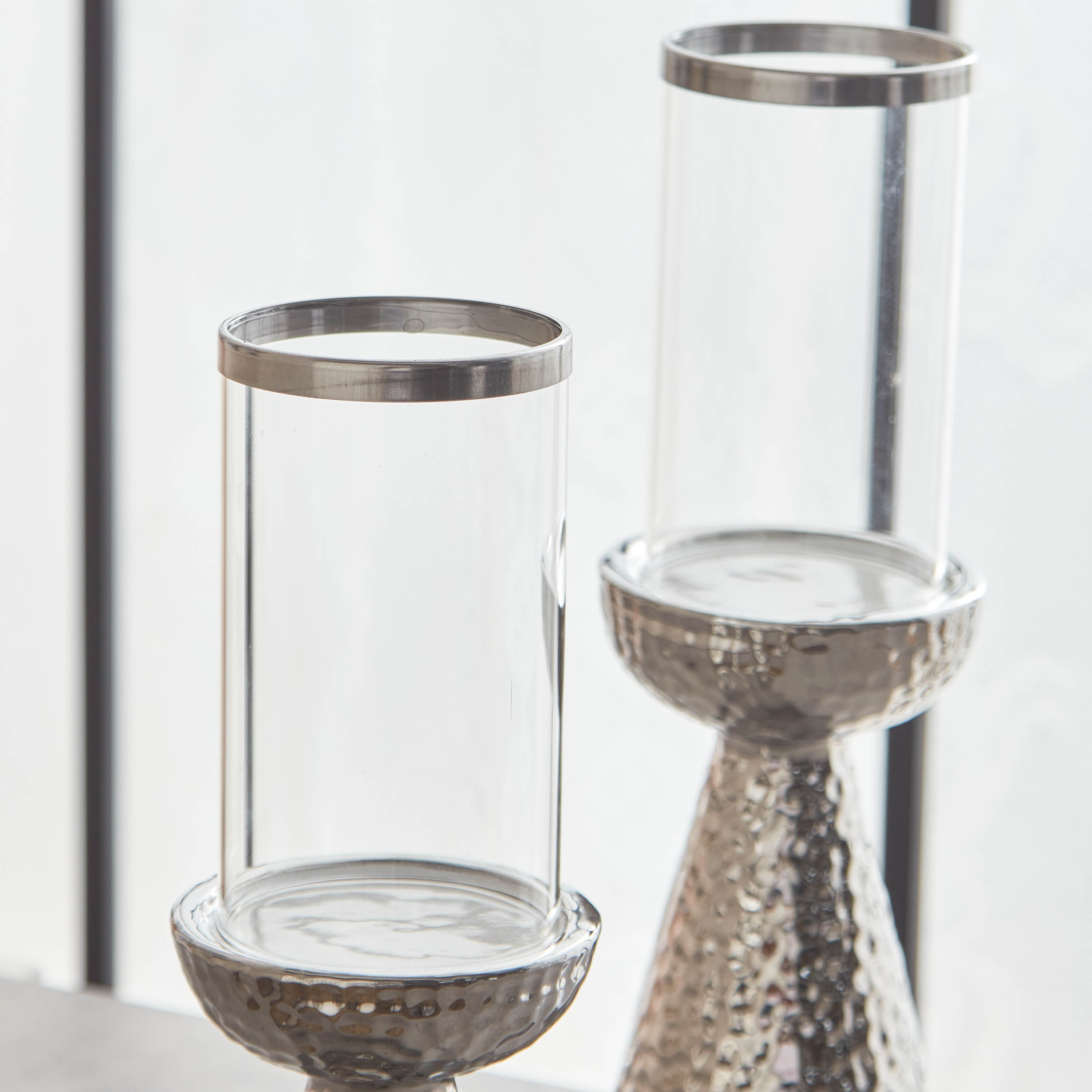 حامل شموع من السيراميك بتفاصيل زجاج - طقم قطعتين-hbxlivingroom-decorandaccessories-candleholders-image-3