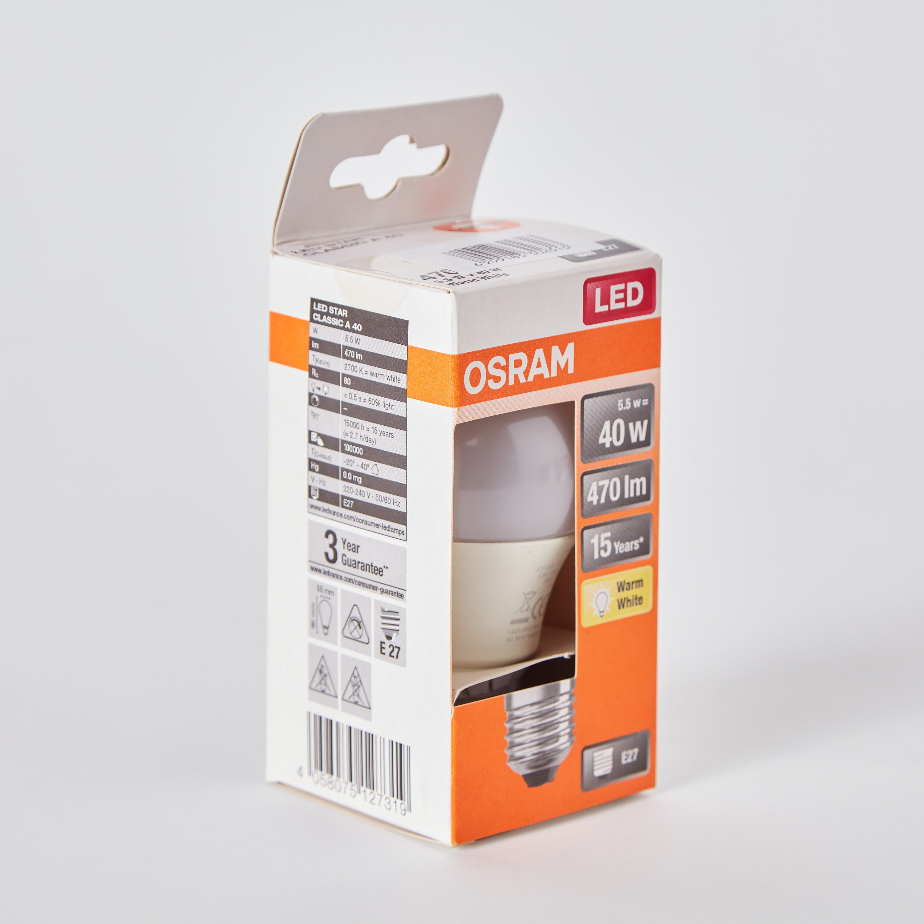 لمبة أل إي دي بضوء أبيض دافئ لومين 470 إي27 40 وات من أوسرام-hbxbedroom-lighting-lightingaccessories-image-3