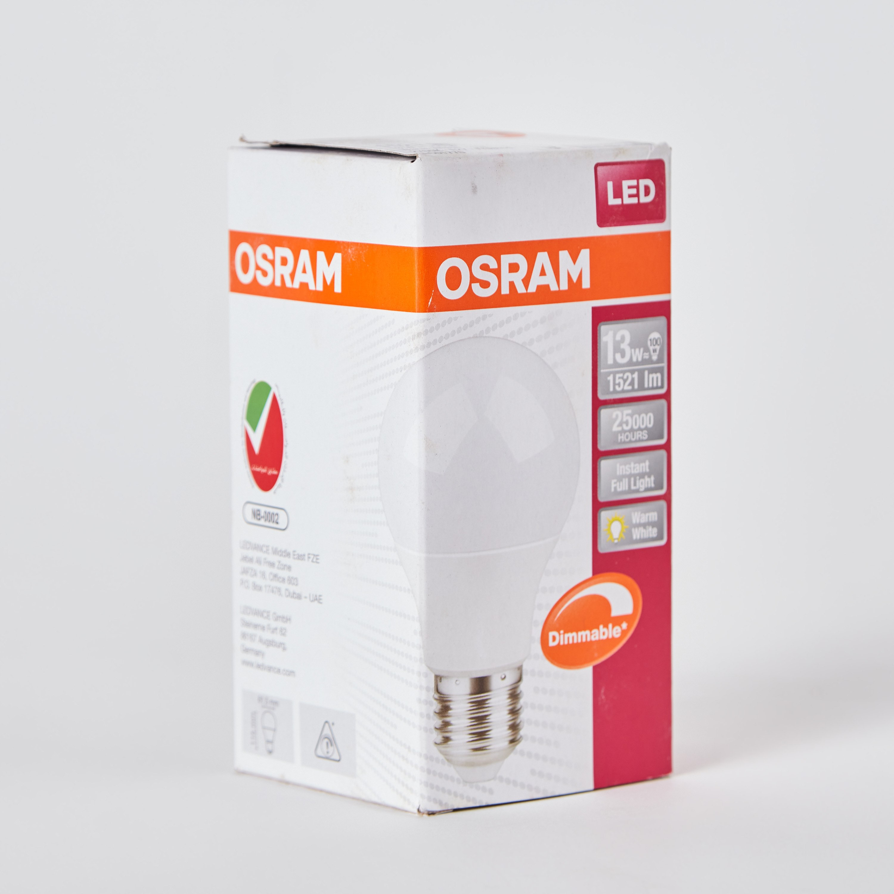 لمبة أل إي دي لولبية معتمة بضوء أبيض دافئ لومين 1521 إي27 13 وات من أوسرام-hbxbedroom-lighting-lightingaccessories-image-3