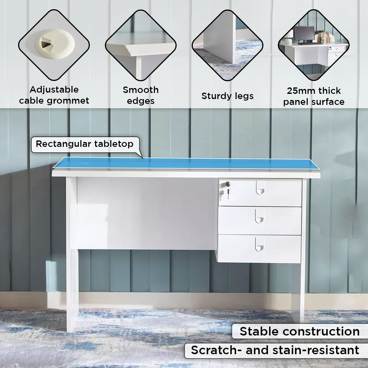 مكتب دراسة 3 أدراج من لشبونة-hbxfurniture-office-desks-image-5
