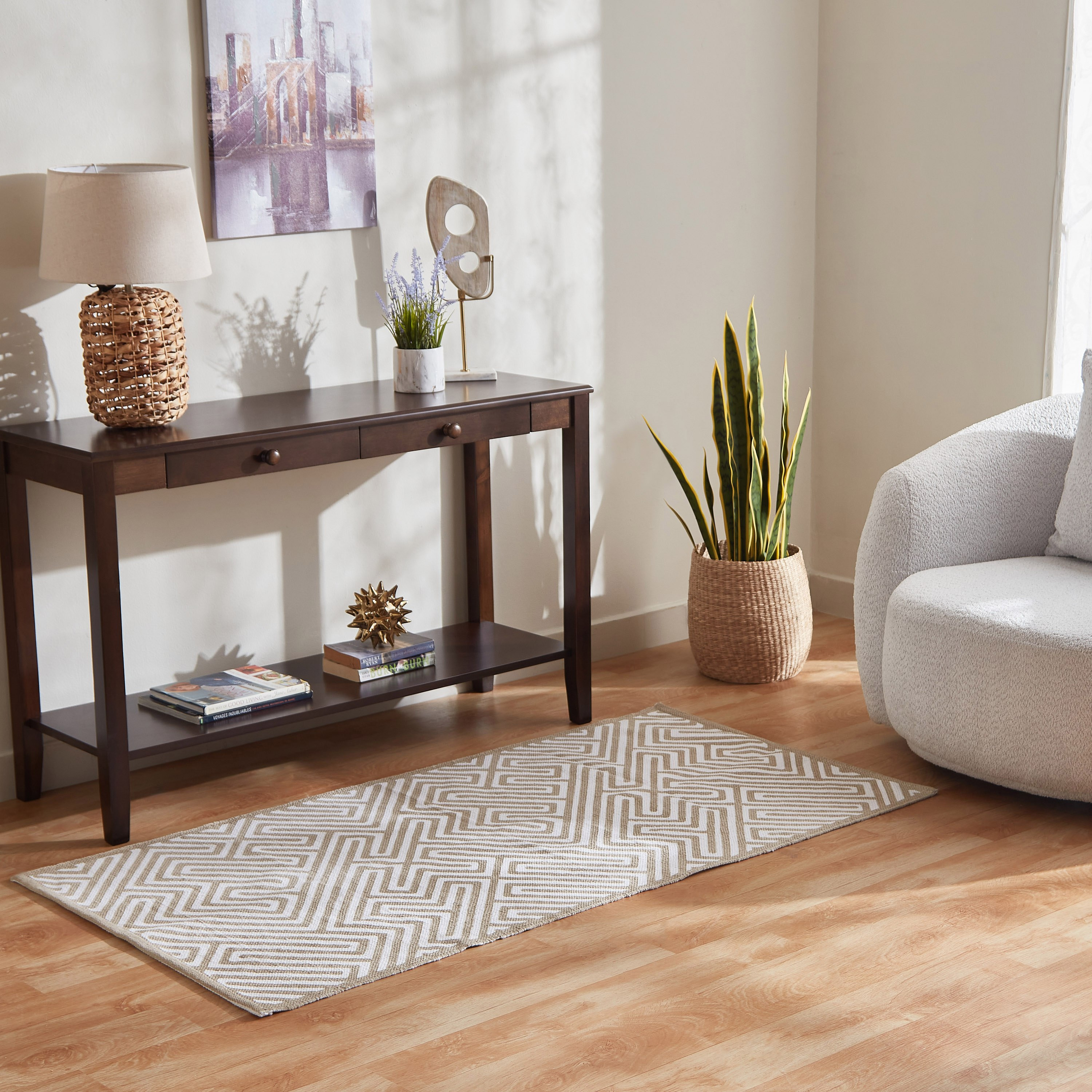 سجادة دوري قطن مصنوعة يدويًا من أوليفر سيسيه - 80x150 سم-hbxdecorandfurnishings-floorcoverings-rugs-image-1
