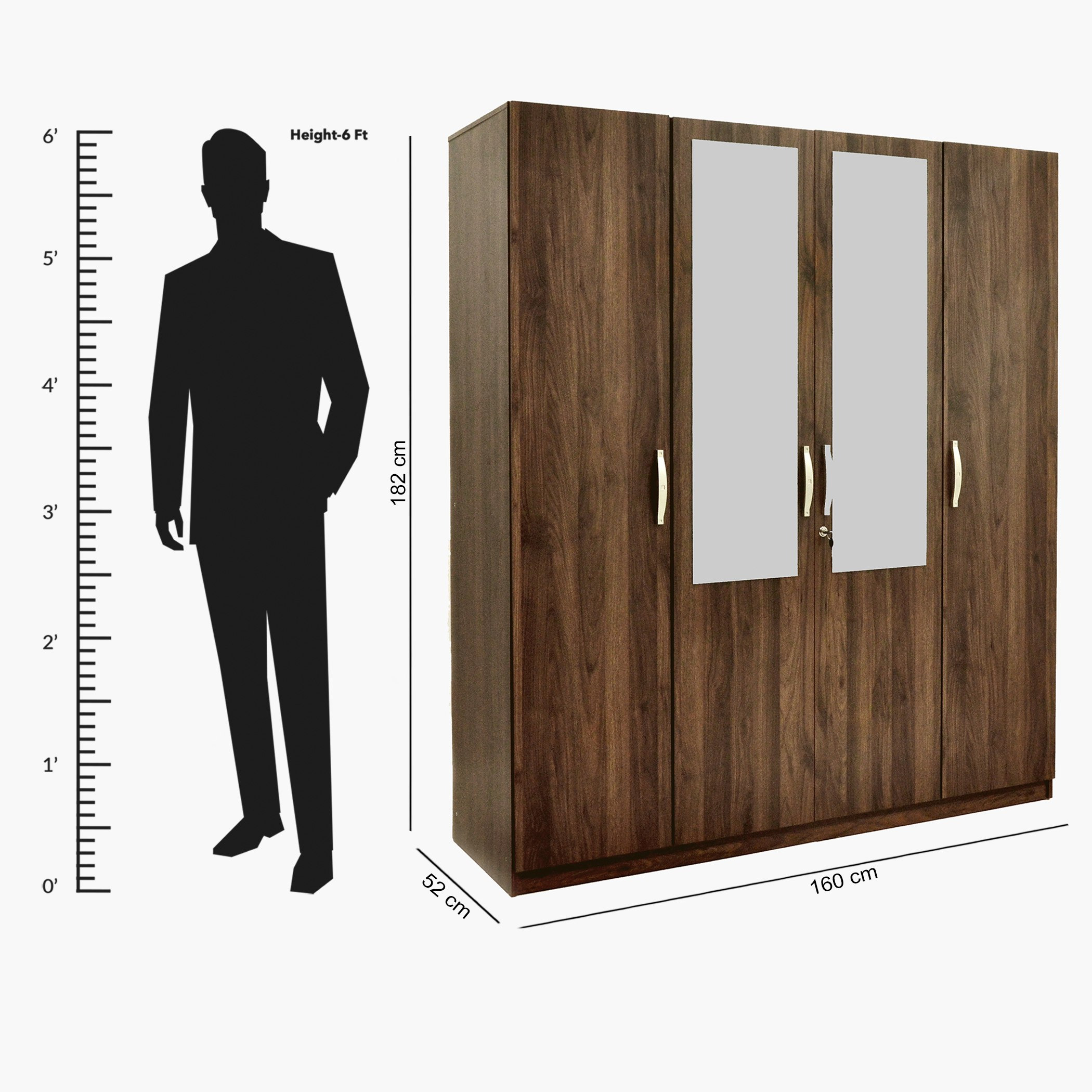 Kulltorp Plus 4-Door Wardrobe with Mirror and Lock-hbxfurniture-wardrobes-image-11