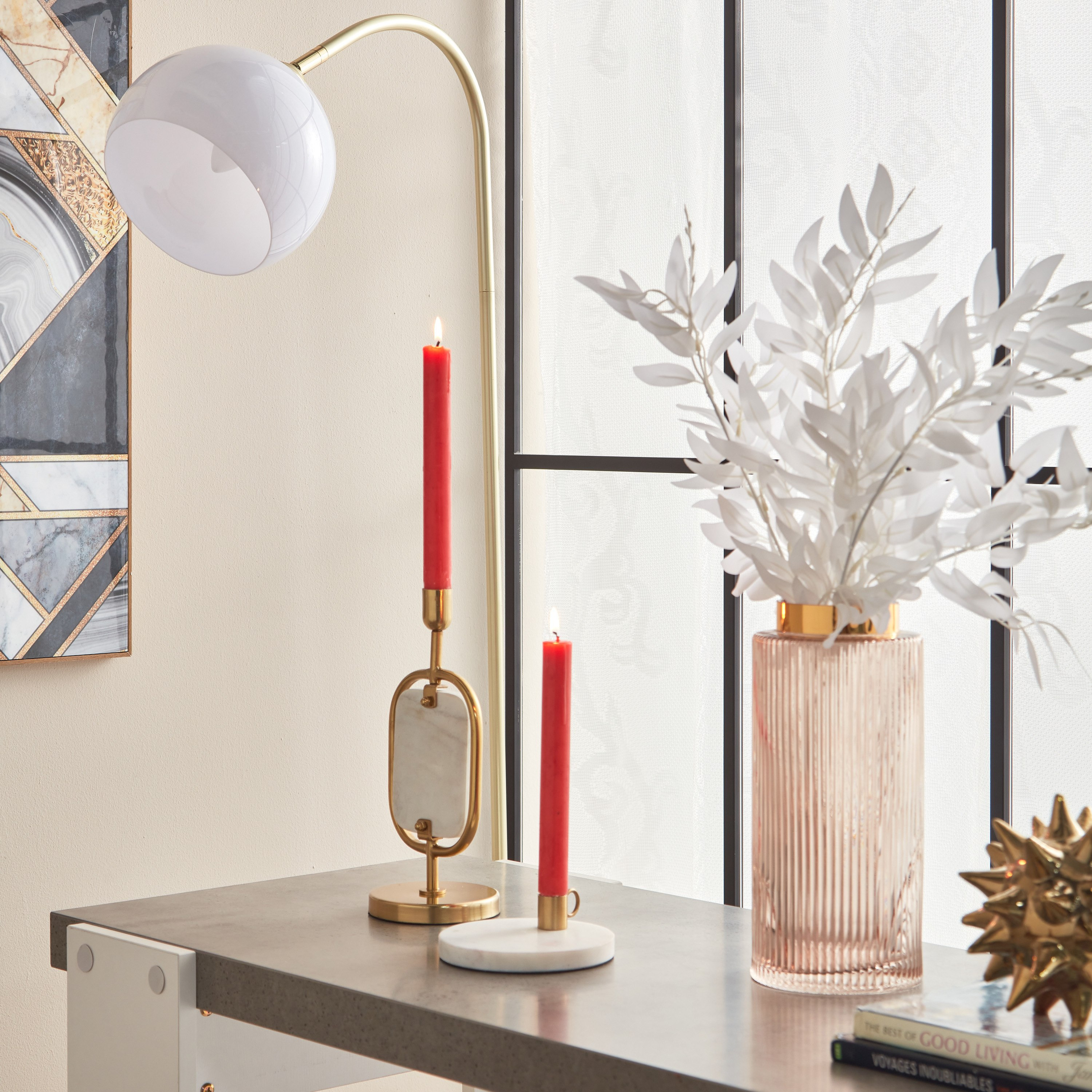 حامل شموع معدن بقاعدة رخام من ليف- 13x13x4 سم-hbxlivingroom-decorandaccessories-candleholders-image-5