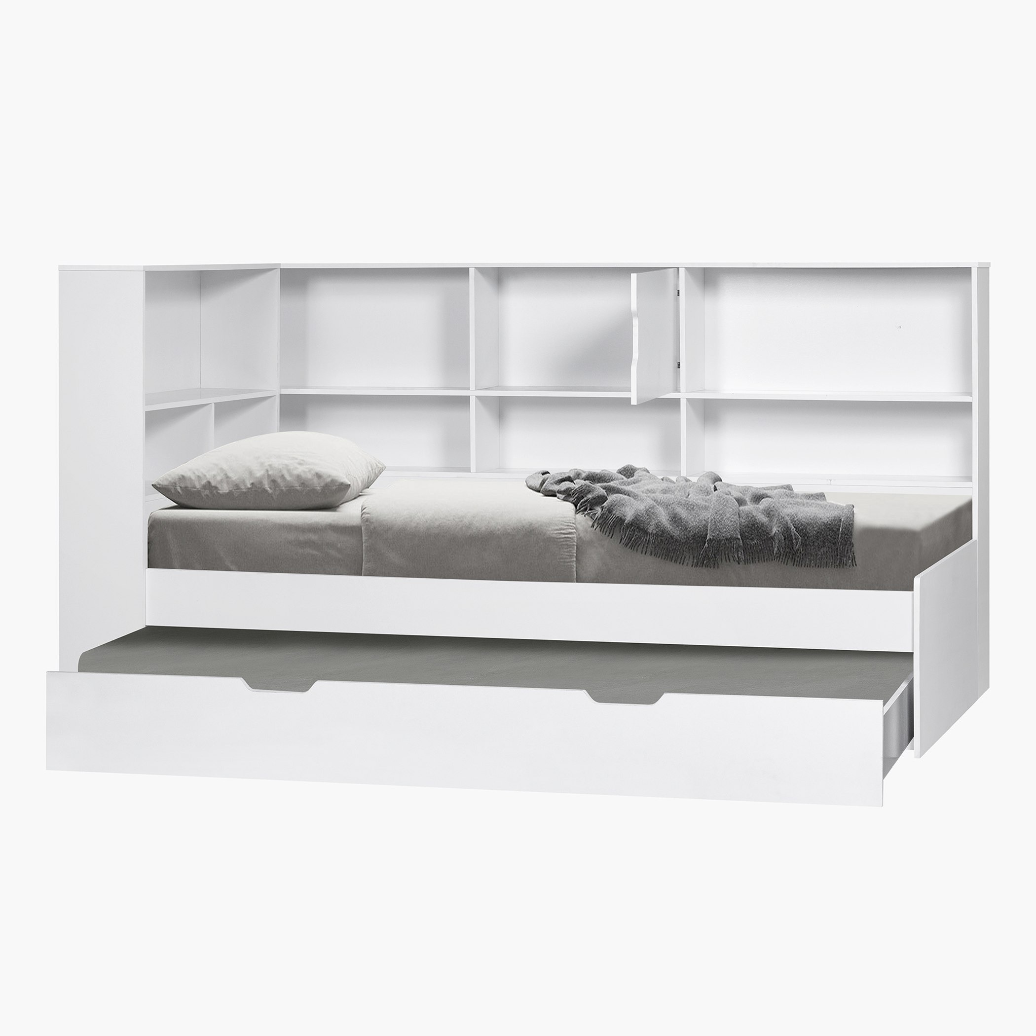 سرير فردي برف تخزين ولوح رأسي بمساحة تخزين مع وحدة سرير سفلية من فانيلا - 90x200 سم-hbxfurniture-bedsandbedsets-beds-single-image-8