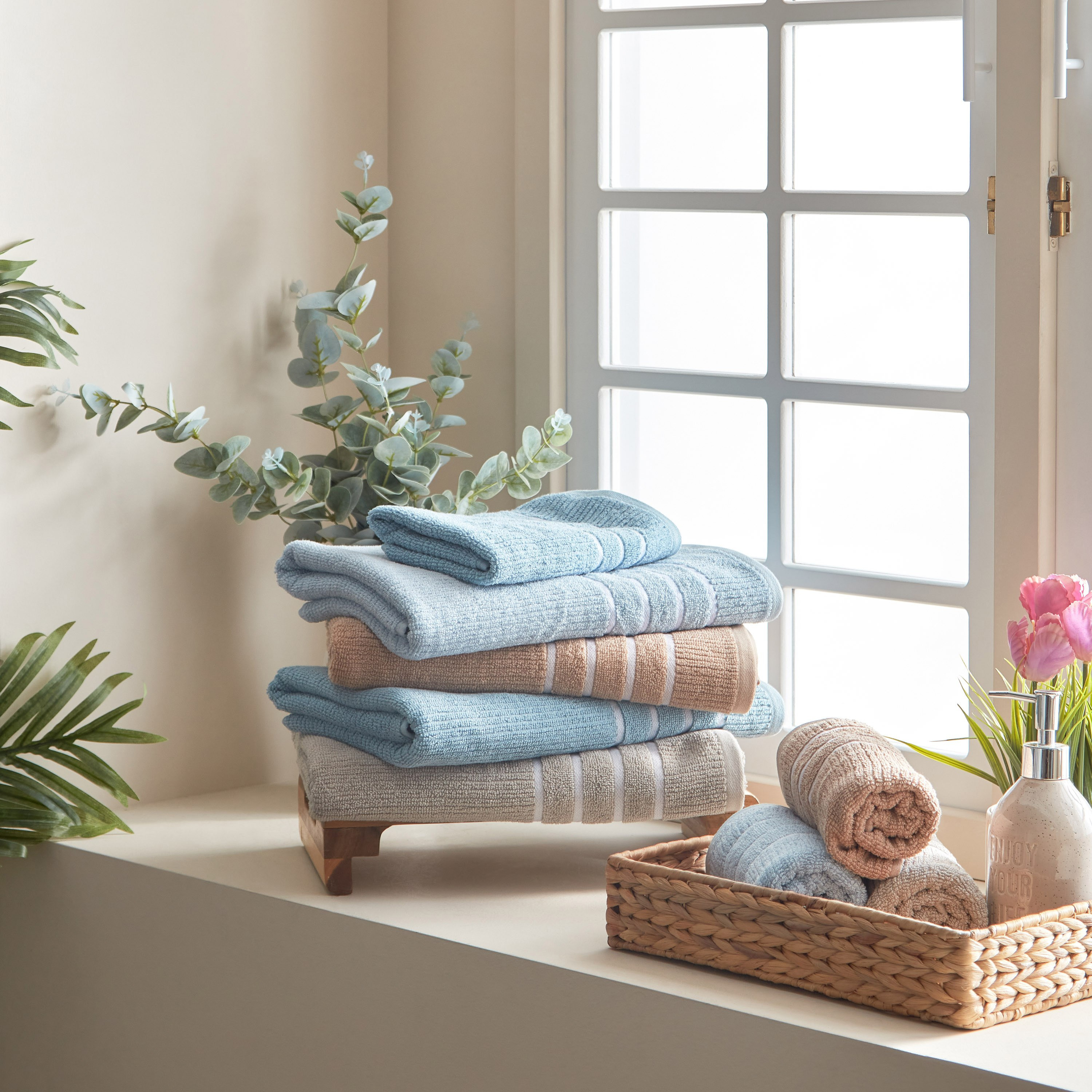 منشفة استحمام قطني مضلعة من ماتيو - 136x68 سم-hbxbathroom-bathroomtextiles-image-5