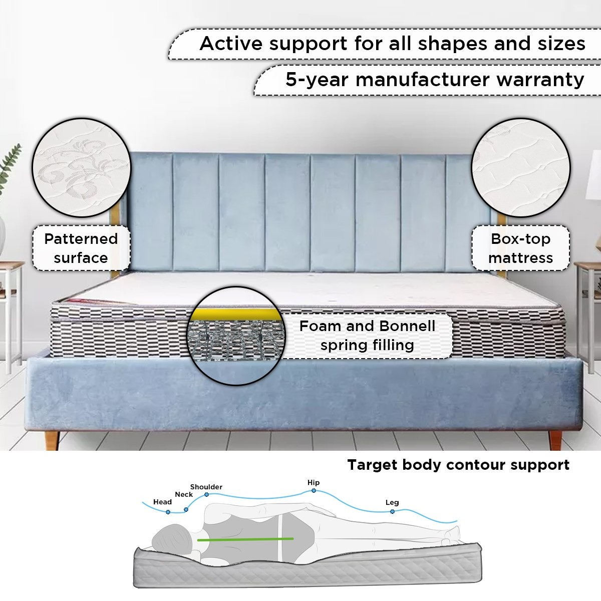 SleepNest iRepose Box Top Medium Firm Bonnell Spring Queen Mattress - 150x200x24 cm-PROMO_HB_KSA_HBX10_190925-image-4