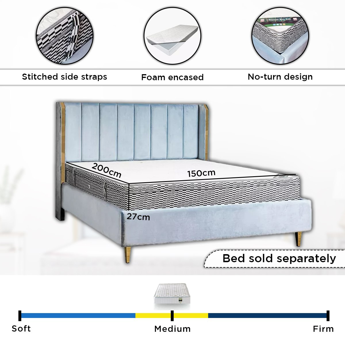 SleepNest iRepose Box Top Medium Firm Bonnell Spring Queen Mattress - 150x200x24 cm-PROMO_HB_KSA_HBX10_190925-image-5