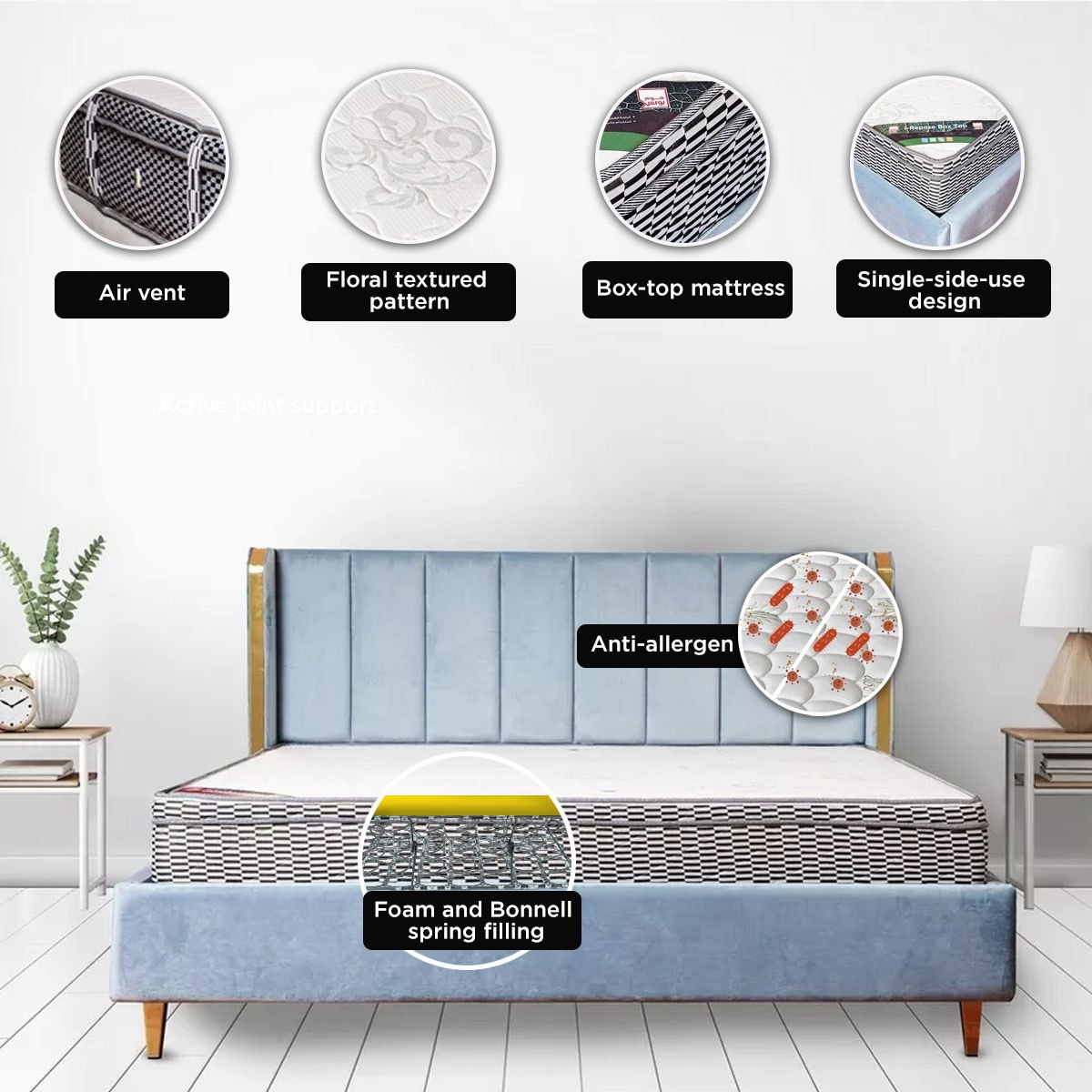 SleepNest iRepose Box Top Medium Firm Bonnell Spring King Mattress - 180x200x24 cm-hbxfurniture-mattresses-king-image-8