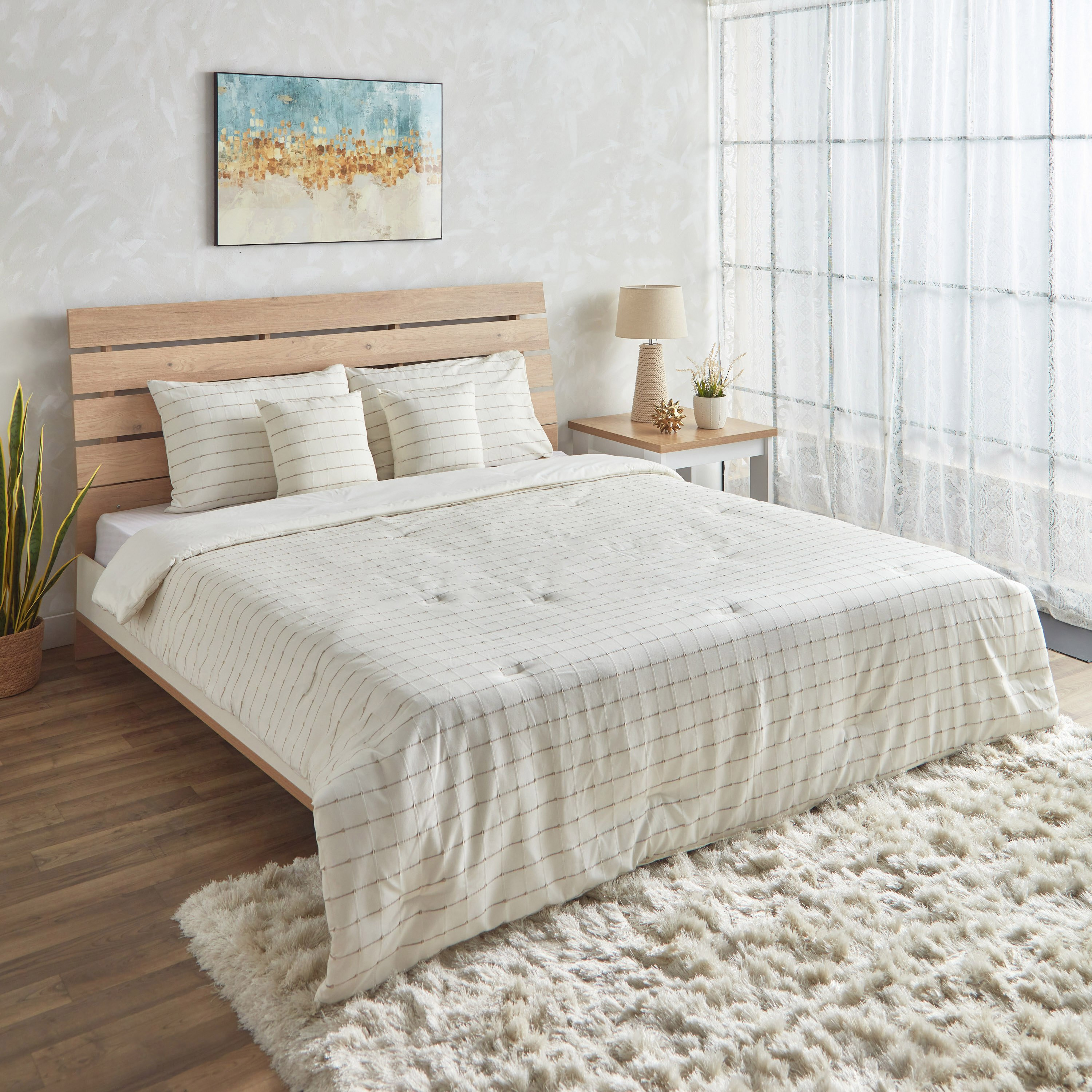 Margo 5-PIece Stripes Woven Cotton King Comforter Set - 220x240 cm-hbxhomeware-hbxdecorandfurnishings-image-1