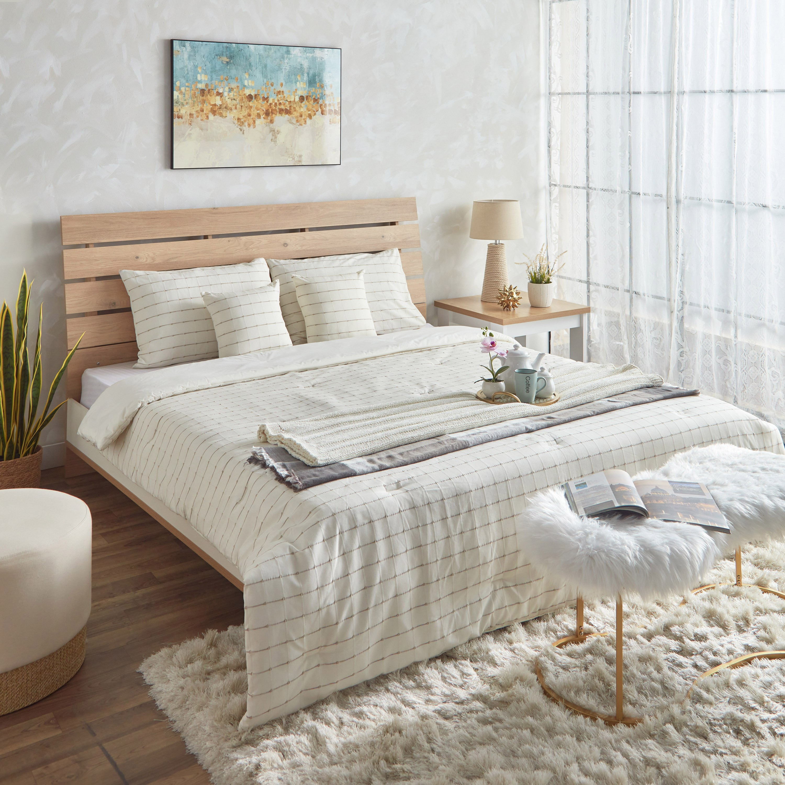 Margo 5-PIece Stripes Woven Cotton King Comforter Set - 220x240 cm-hbxhomeware-hbxdecorandfurnishings-image-8