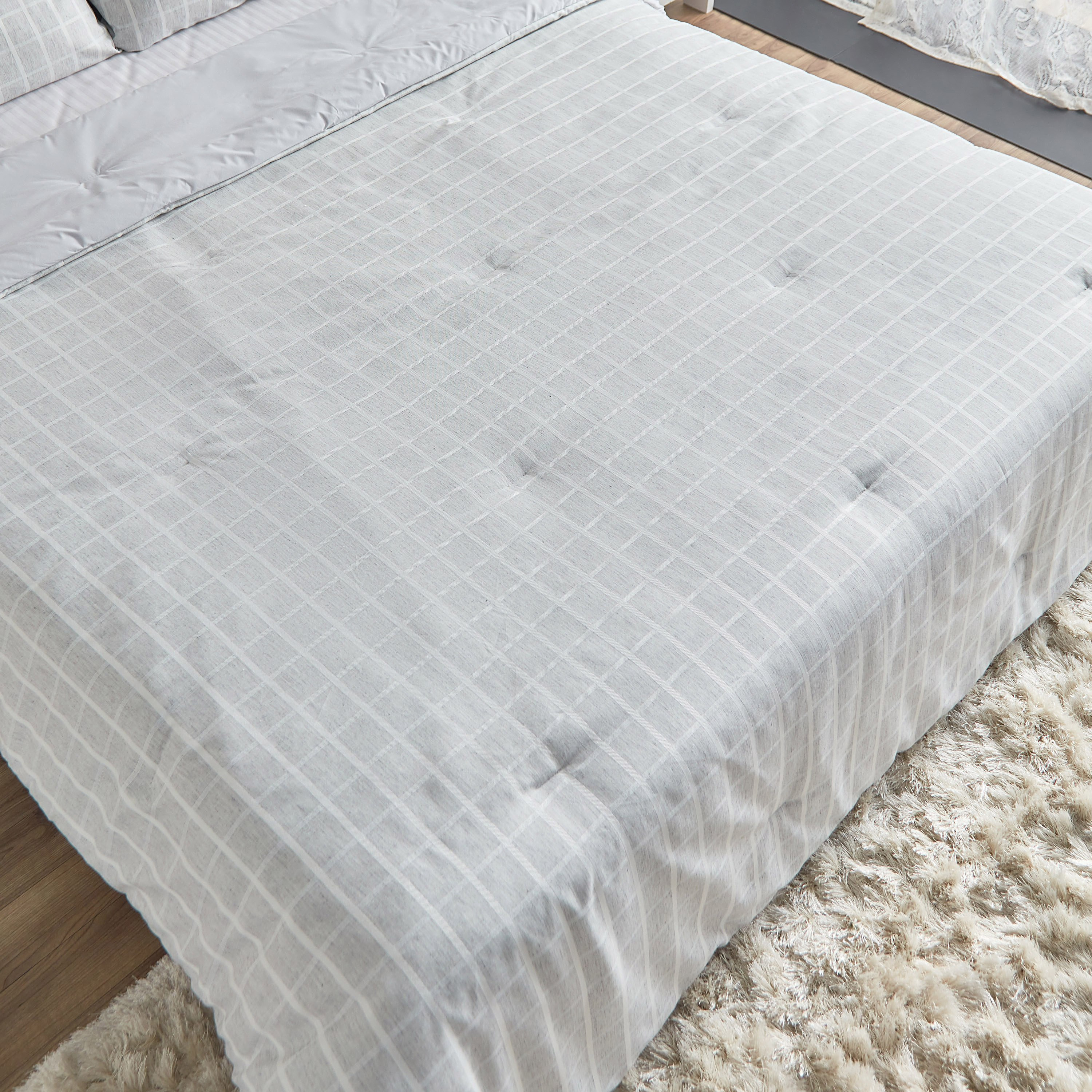 طقم لحاف توين كاروهات منسوج 3 قطع بولي كوتن من تشيكر - 160x220 سم-hbxkidsandyouth-beddingandfurnishings-comfortersets-image-4