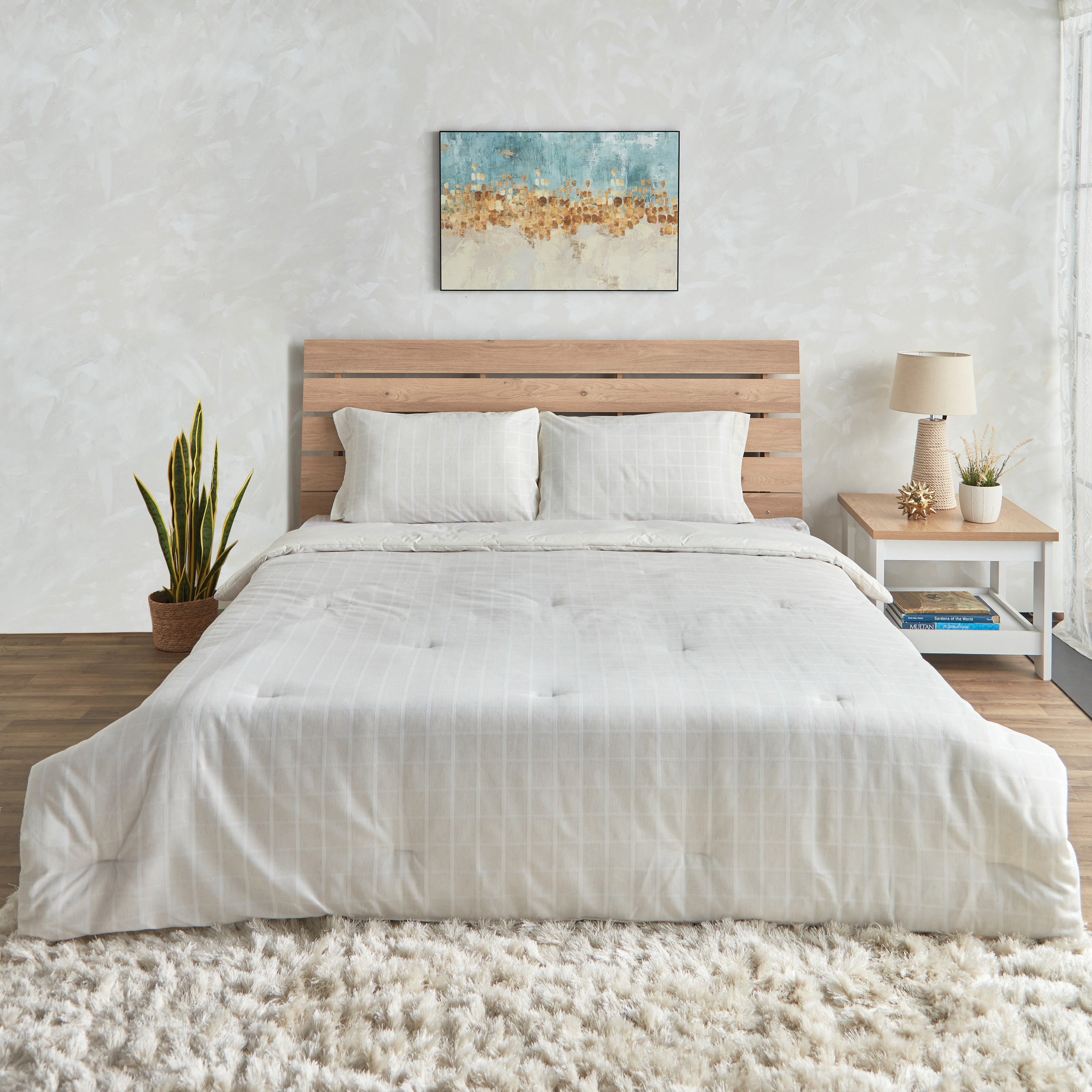 طقم لحاف توين بولي قطن منسوج مربعات 3 قطع من تشيكر - 160x220 سم-hbxkidsandyouth-beddingandfurnishings-comfortersets-image-2