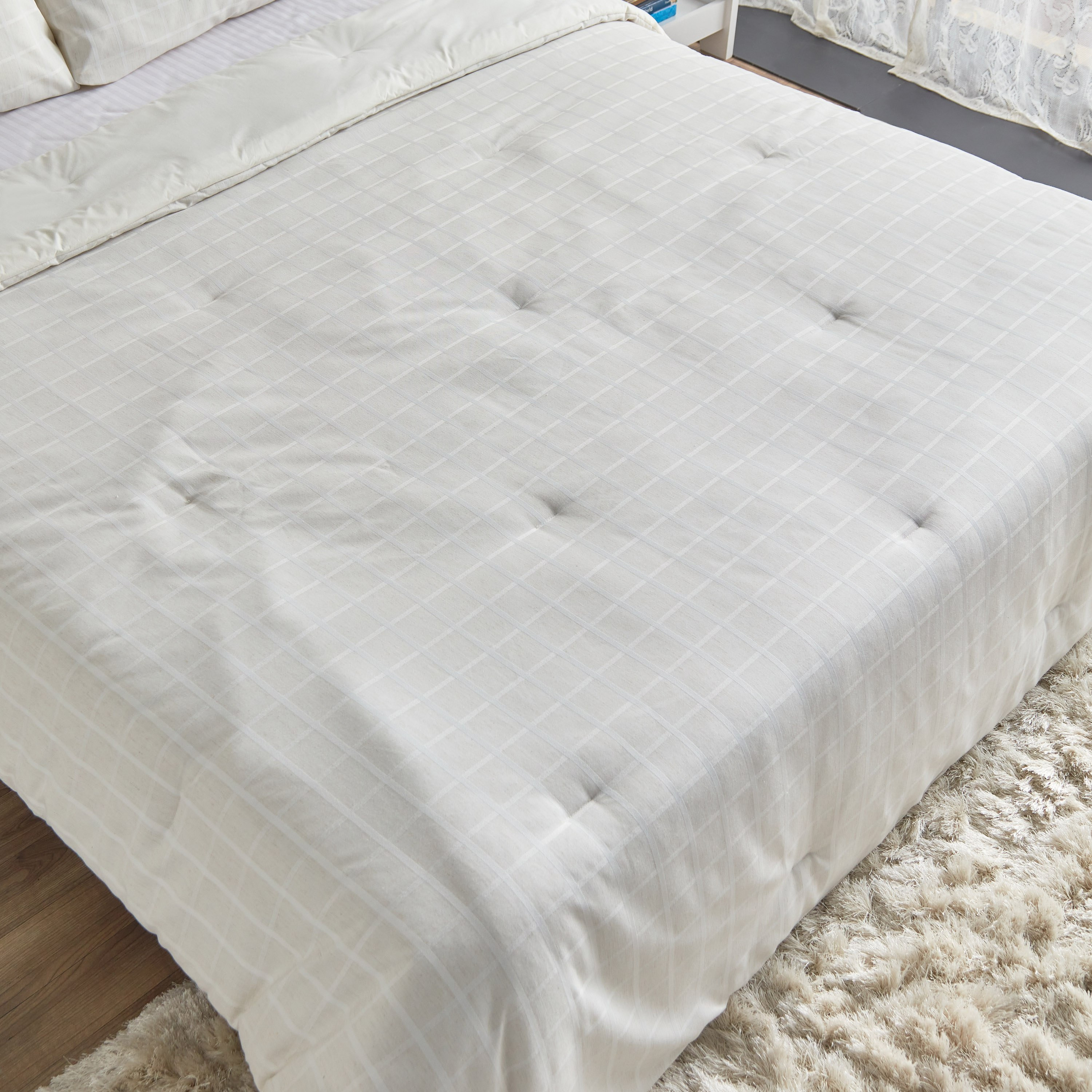 طقم لحاف توين بولي قطن منسوج مربعات 3 قطع من تشيكر - 160x220 سم-hbxkidsandyouth-beddingandfurnishings-comfortersets-image-4