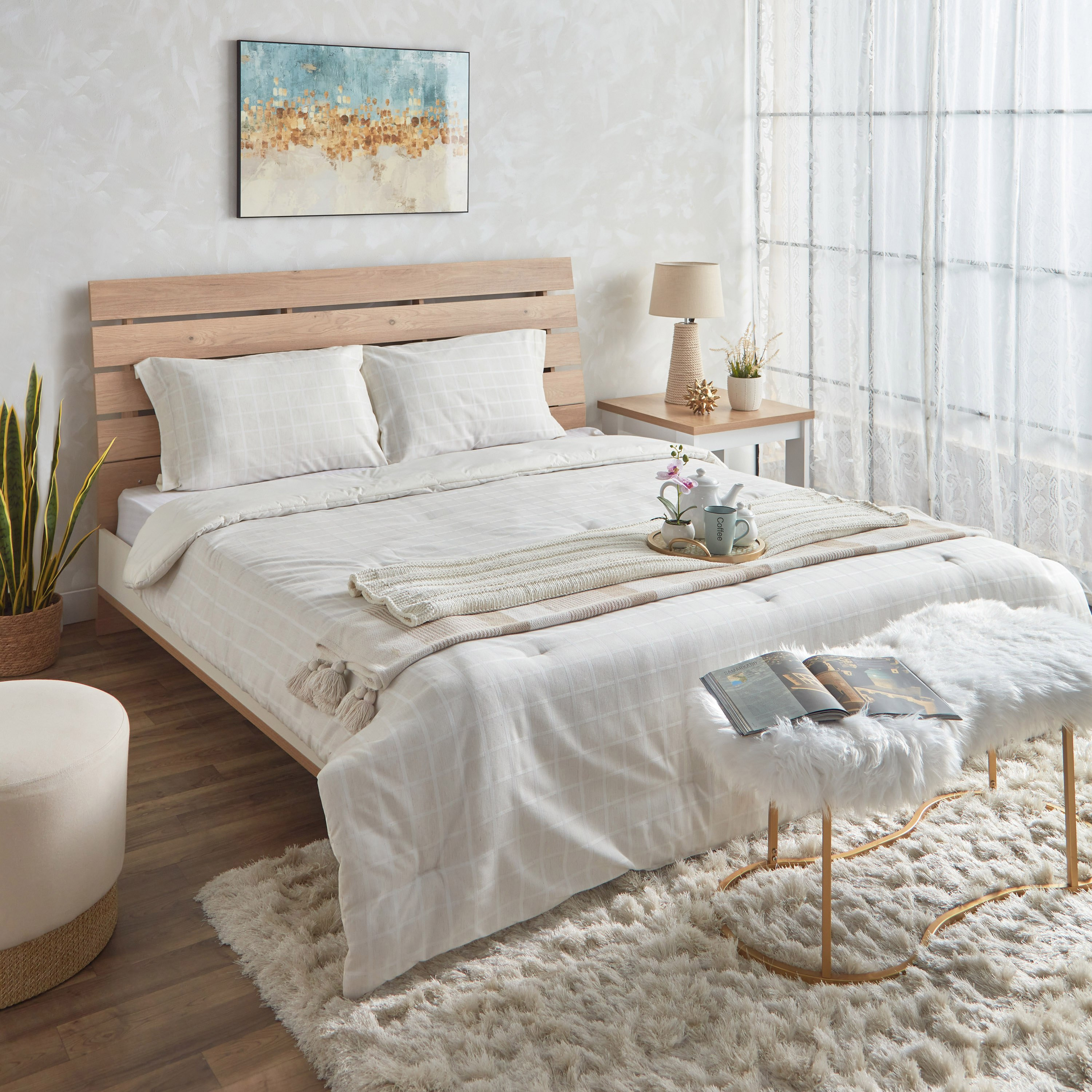 طقم لحاف توين بولي قطن منسوج مربعات 3 قطع من تشيكر - 160x220 سم-hbxkidsandyouth-beddingandfurnishings-comfortersets-image-7