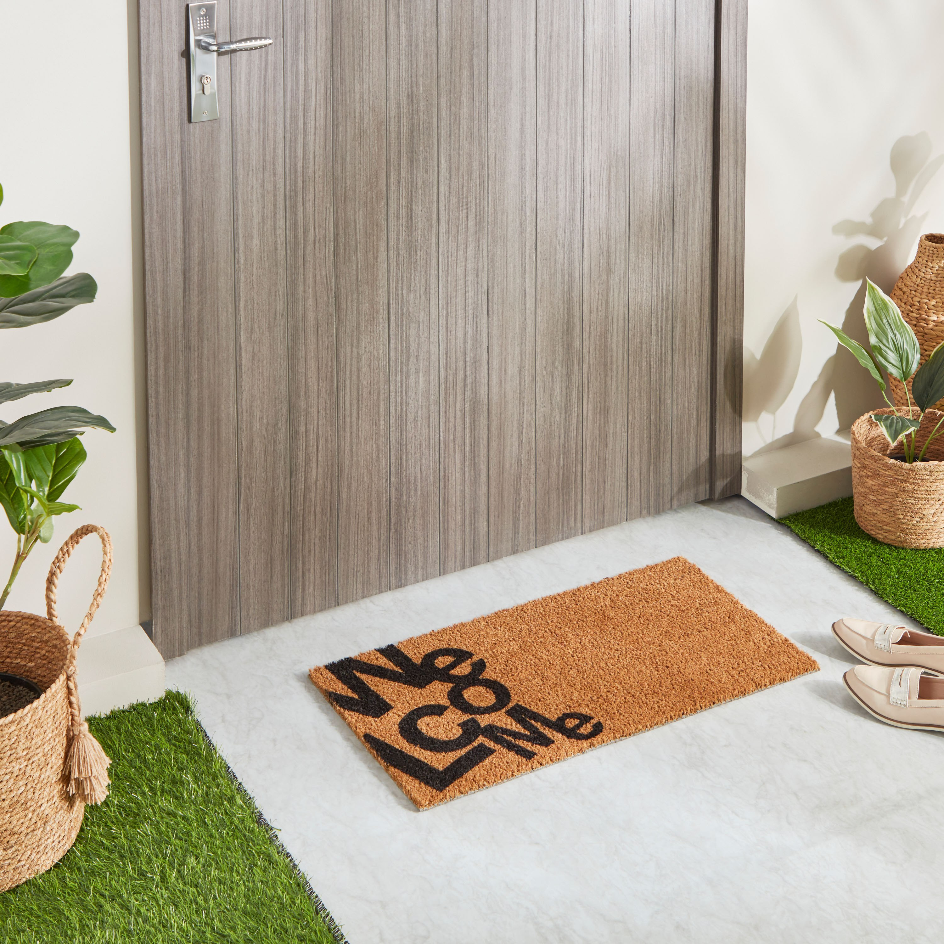 سجادة باب من ألياف جوز الهند بظهر لاتكس وطبعات - 40x75 سم-hbxhomeware-hbxlivingroom-image-1