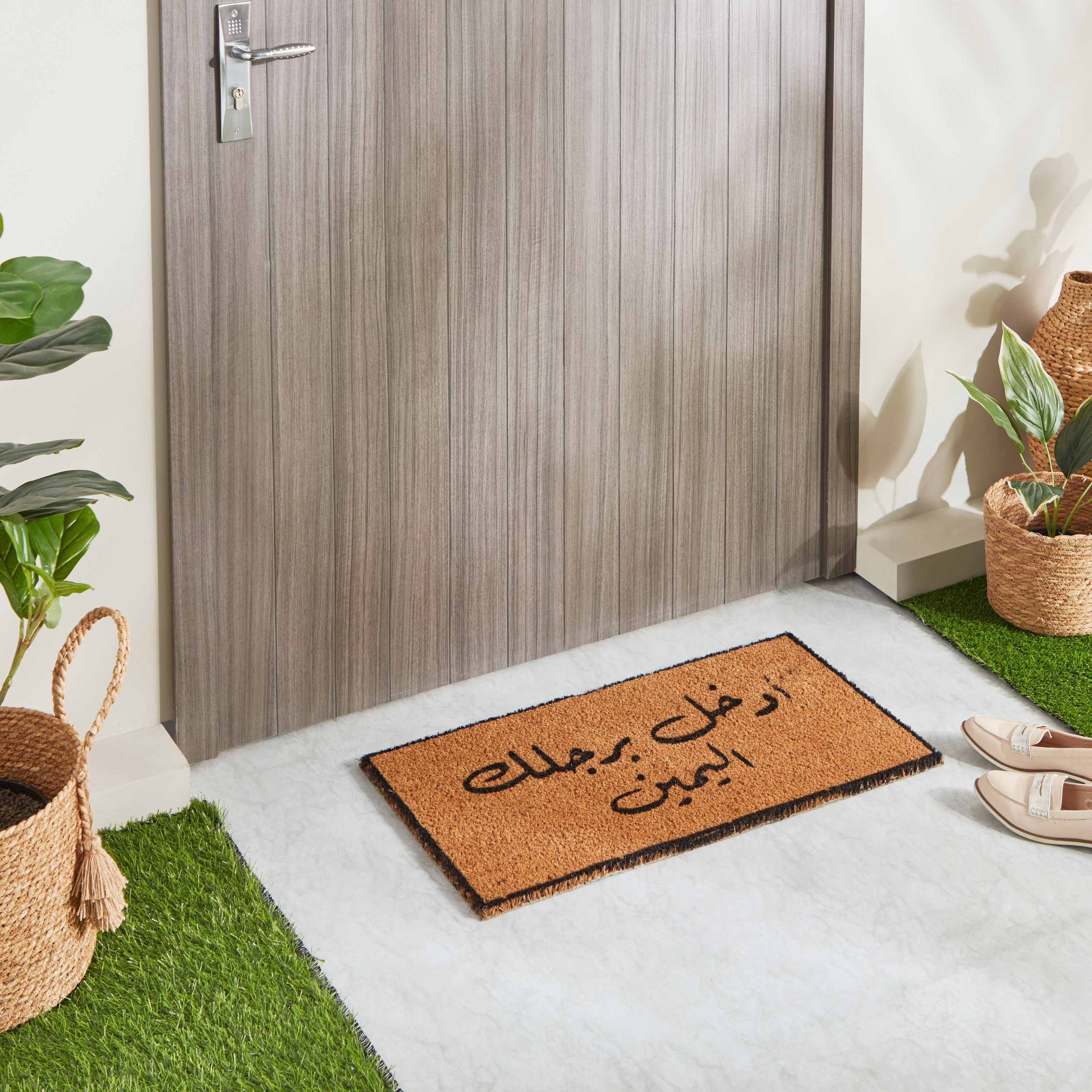 سجادة باب من ألياف جوز الهند بظهر لاتكس وطبعات - 40x75 سم-hbxhomeware-hbxlivingroom-image-1