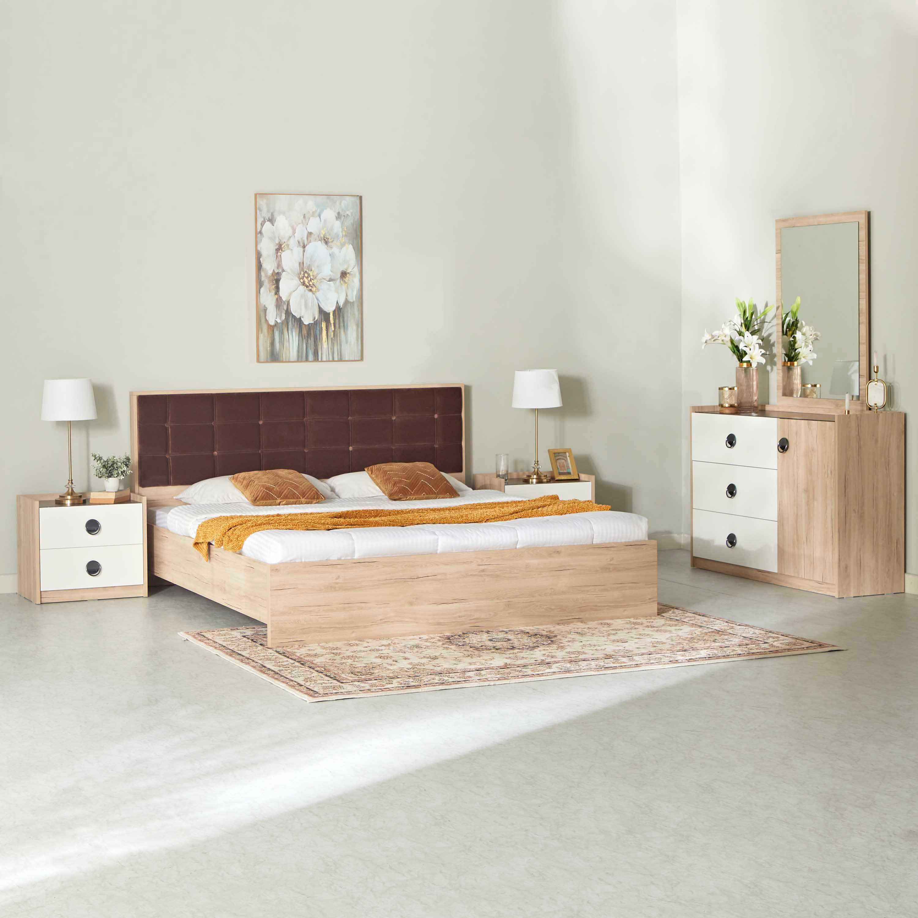 طقم غرفة نوم كينج 5 قطع من أتلانتا - 180x200 سم-hbxbedroom-bedsandbedsets-bedroomsets-king-image-1