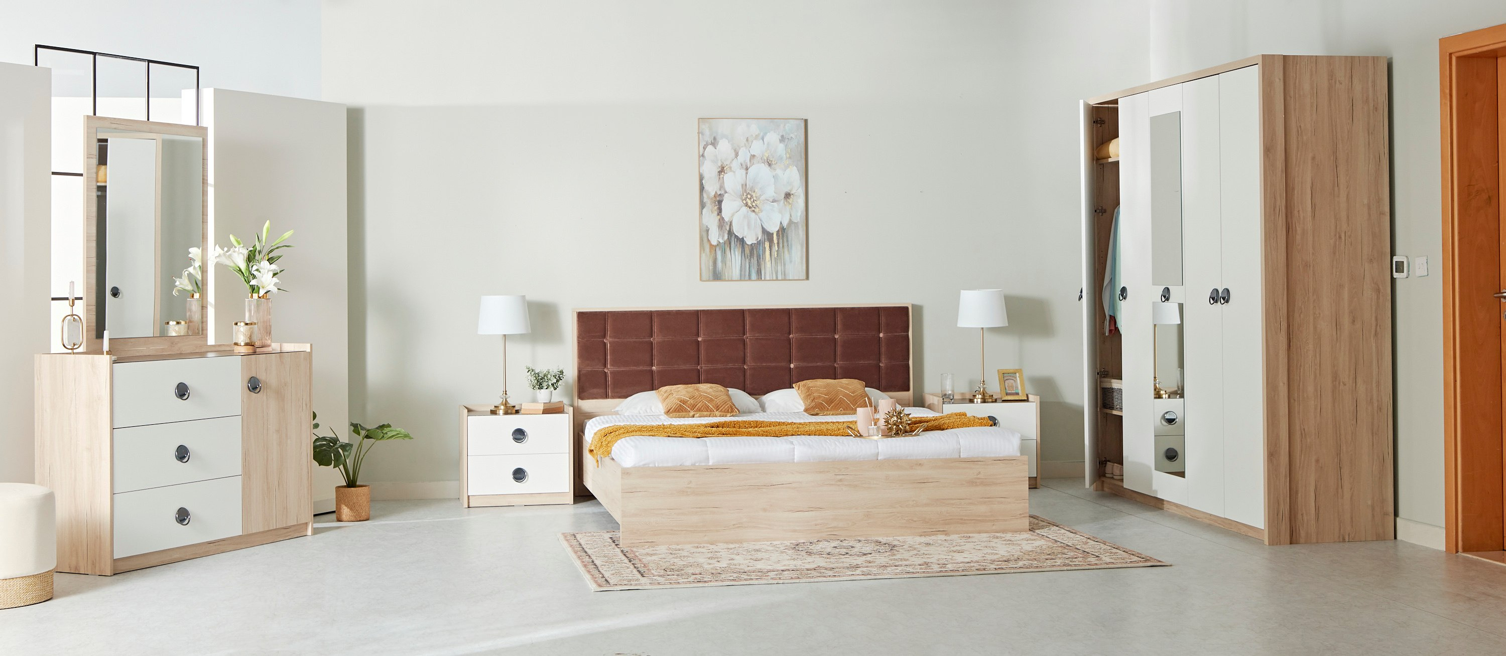 طقم غرفة نوم كينج 5 قطع من أتلانتا - 180x200 سم-hbxbedroom-bedsandbedsets-bedroomsets-king-image-23