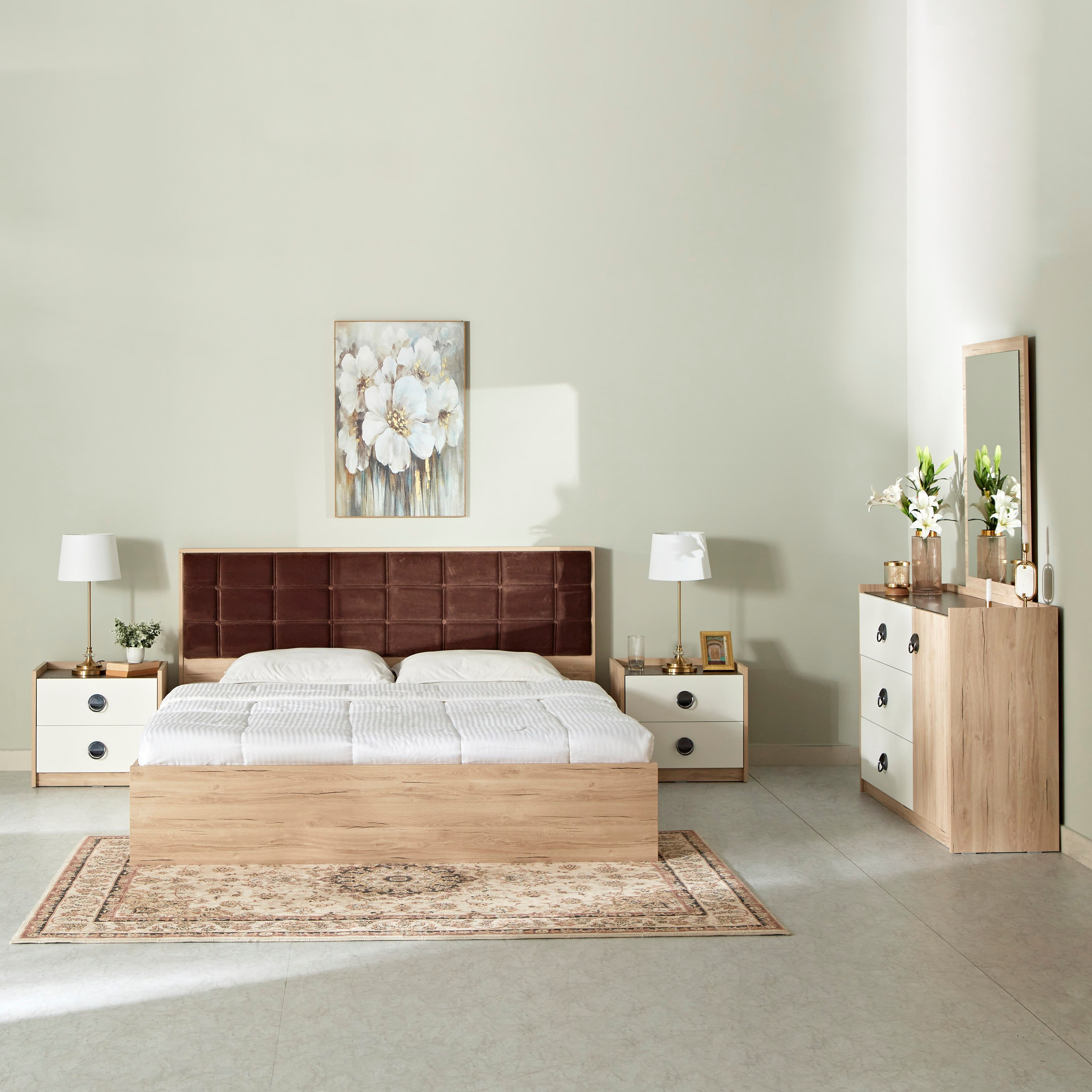 طقم غرفة نوم كينج 5 قطع من أتلانتا - 180x200 سم-hbxbedroom-bedsandbedsets-bedroomsets-king-image-2