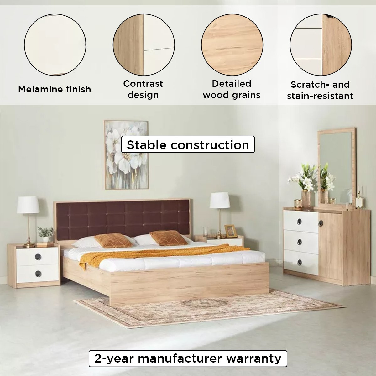 طقم غرفة نوم كينج 5 قطع من أتلانتا - 180x200 سم-hbxbedroom-bedsandbedsets-bedroomsets-king-image-4