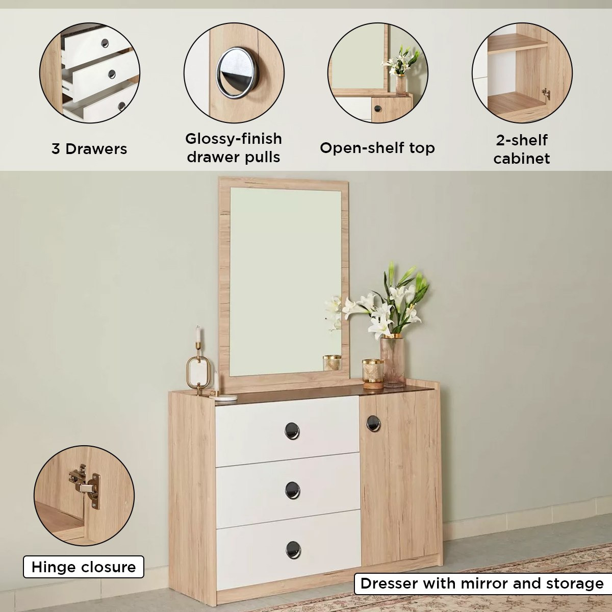 طقم غرفة نوم كينج 5 قطع من أتلانتا - 180x200 سم-hbxbedroom-bedsandbedsets-bedroomsets-king-image-6