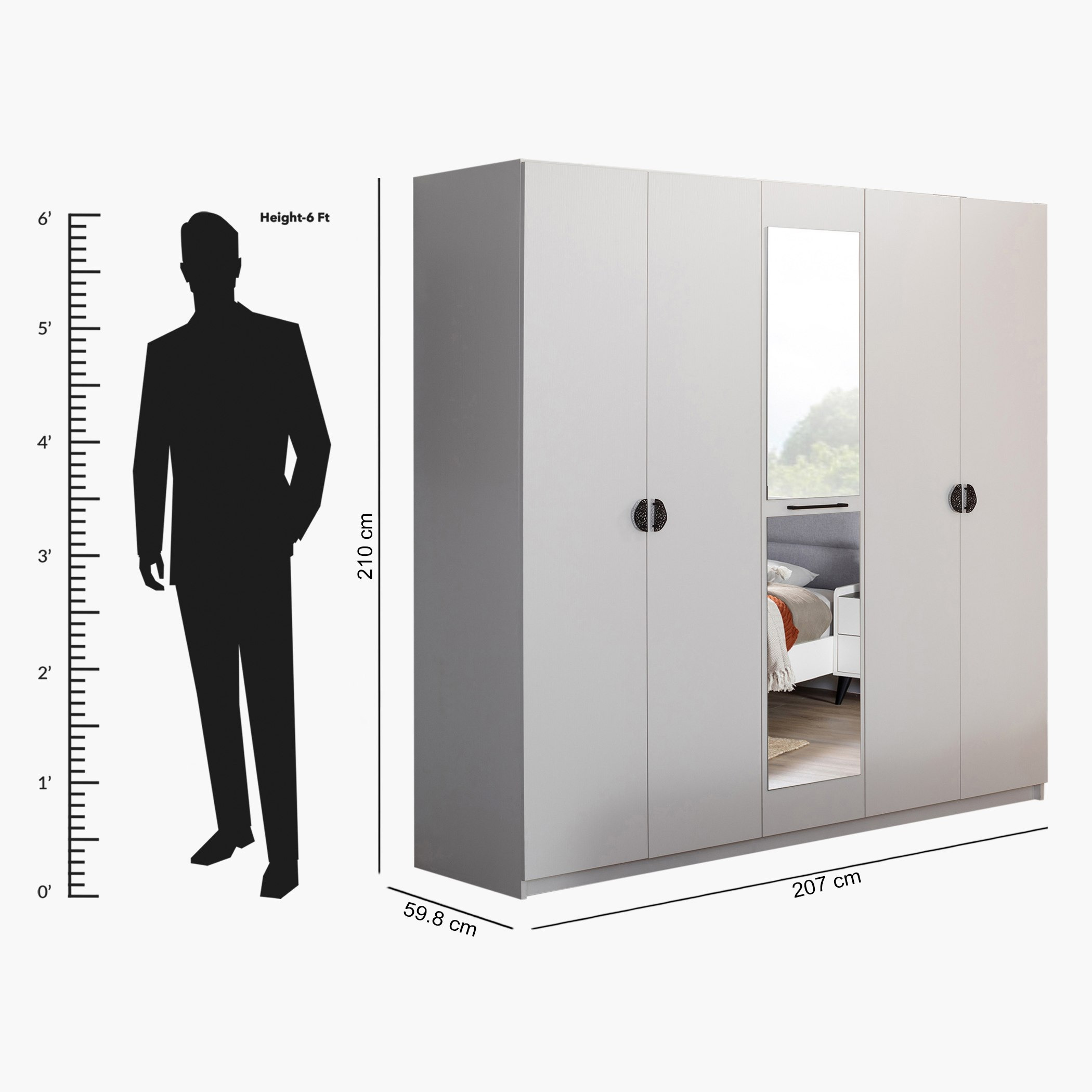 خزانة ملابس 5 أبواب بمرآة من مارينا-hbxfurniture-wardrobes-image-5