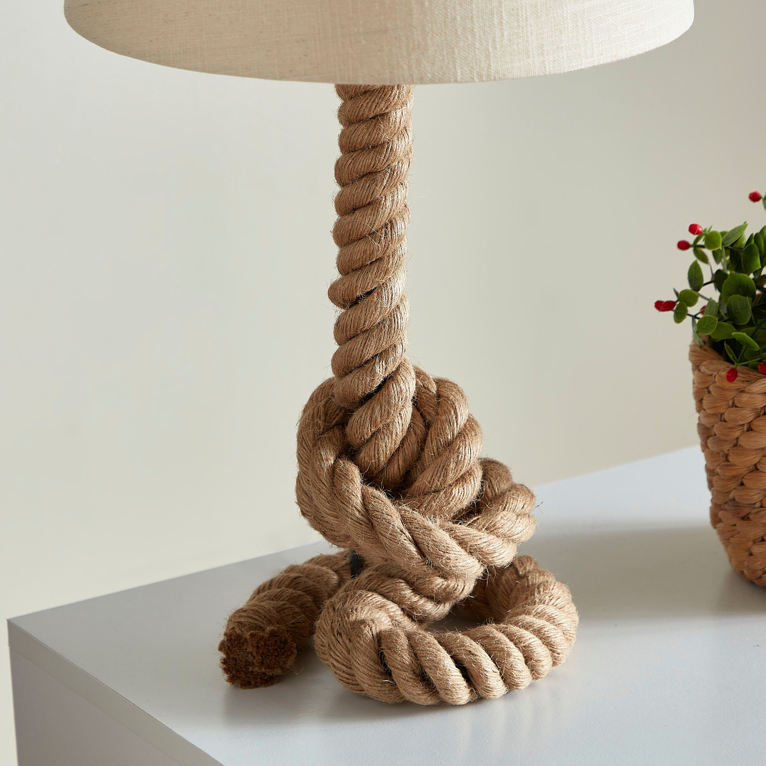 مصباح طاولة حبل بغطاء كتان من ناتشورال - 30x30x53 سم-hbxlivingroom-lighting-tablelamps-image-3
