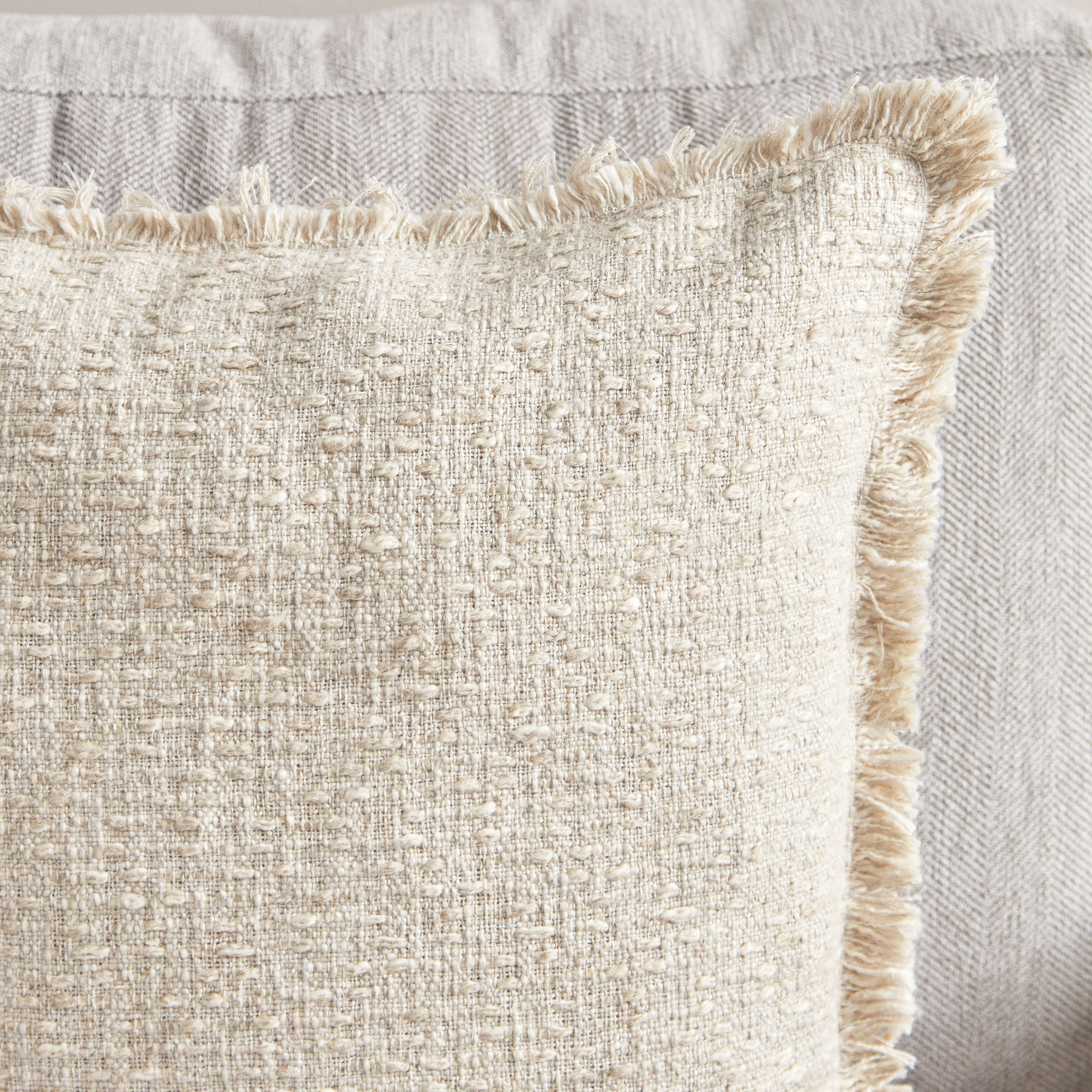Drab Slub Textured Fringe Cushion Cover - 45x45 cm-PROMO_HB_AE_B2G2_011025-image-2