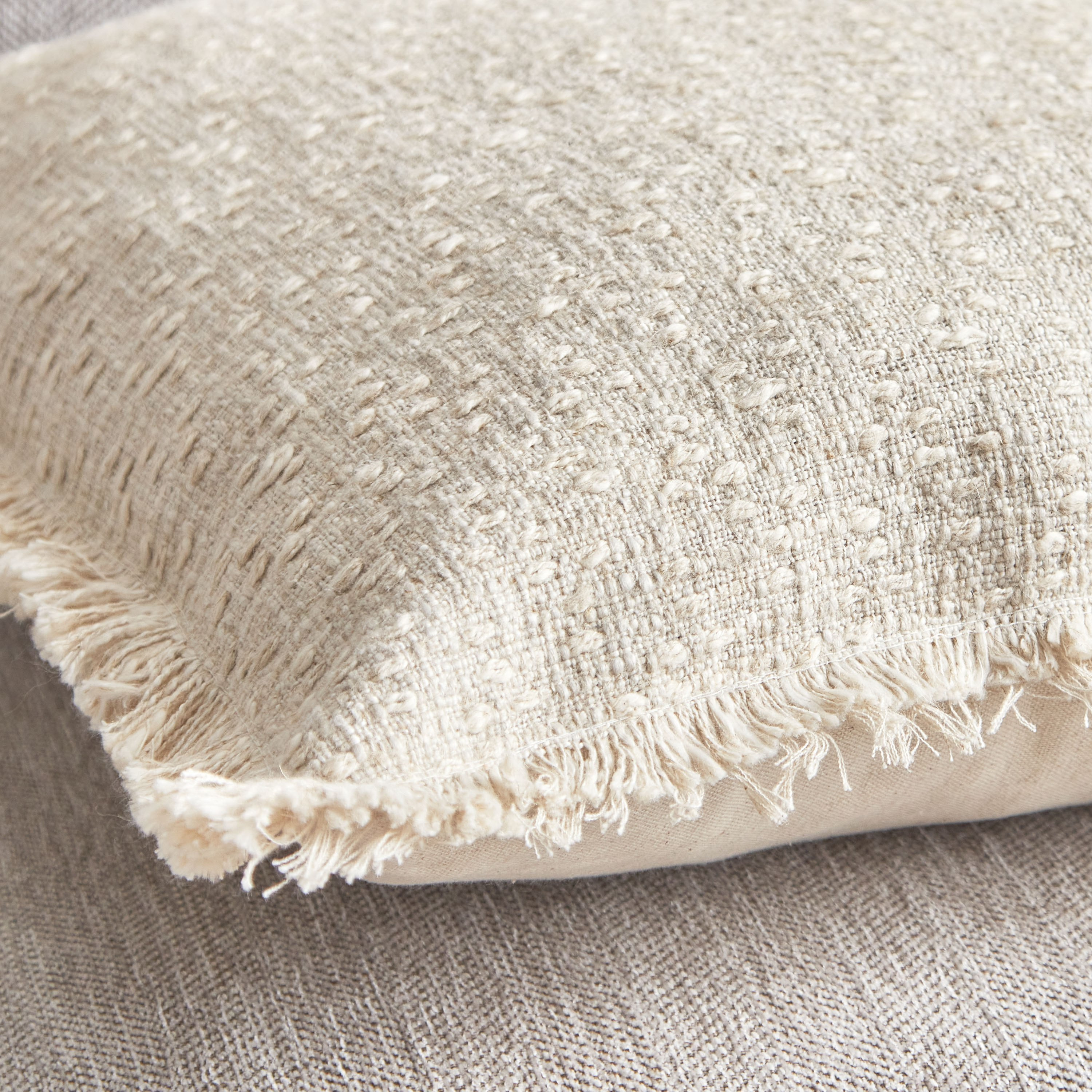 Drab Slub Textured Fringe Cushion Cover - 45x45 cm-PROMO_HB_AE_B2G2_011025-image-3